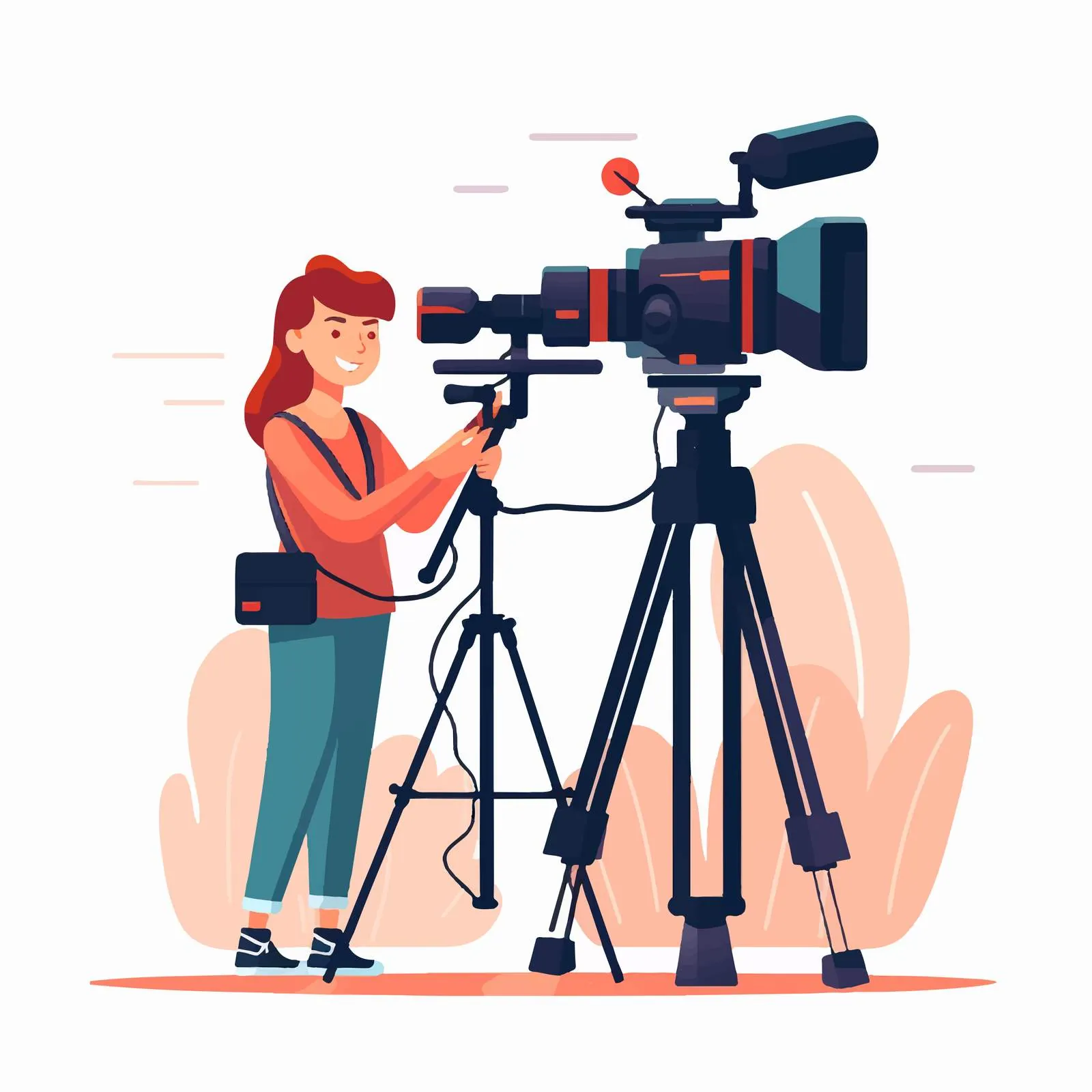 Female Cameraman Filming Movie with Professional Camera — free download from Dotvec