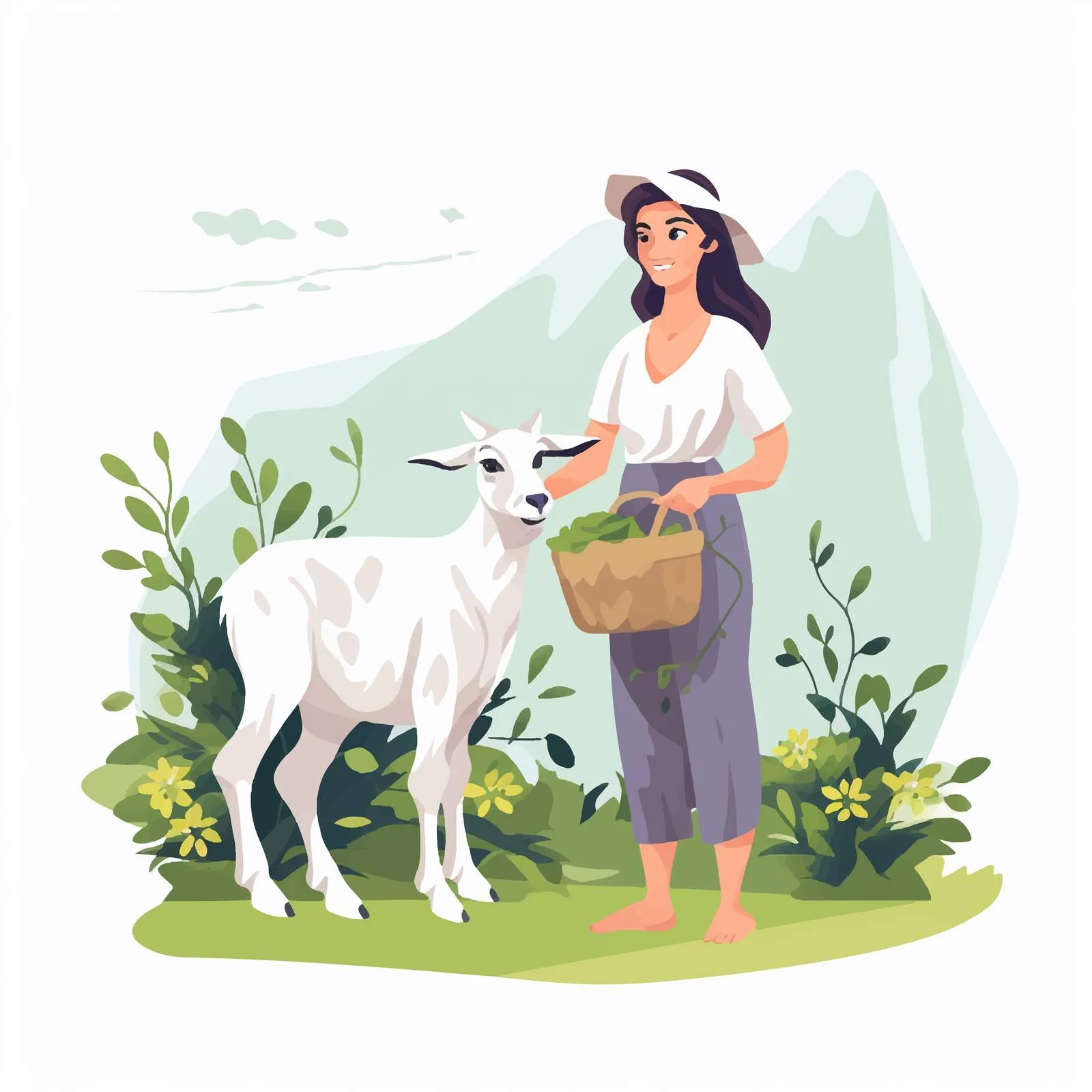 Female Farmer Caring for Goat Livestock — free download from Dotvec