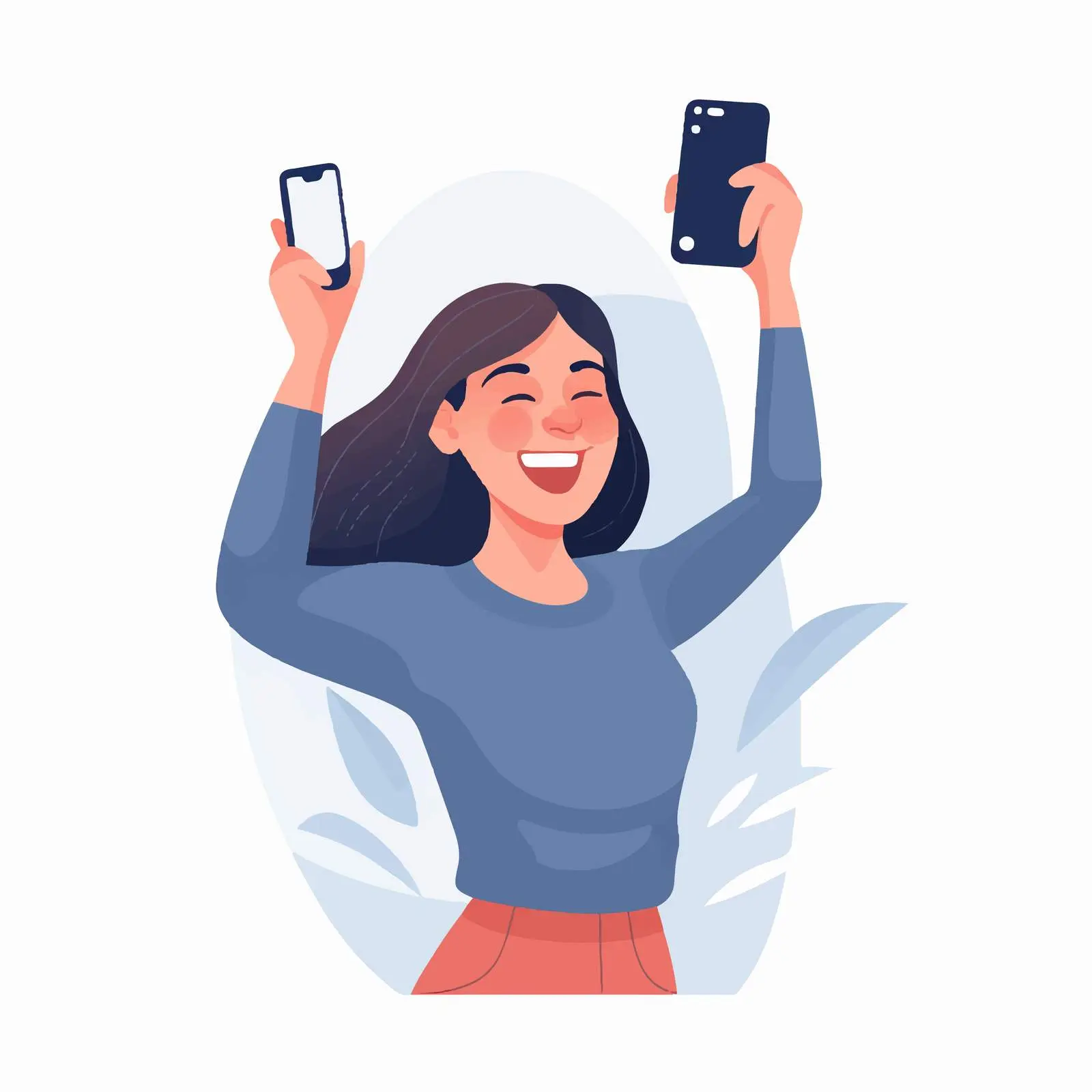 Woman Celebrating Game Victory with Mobile Phone — free download from Dotvec