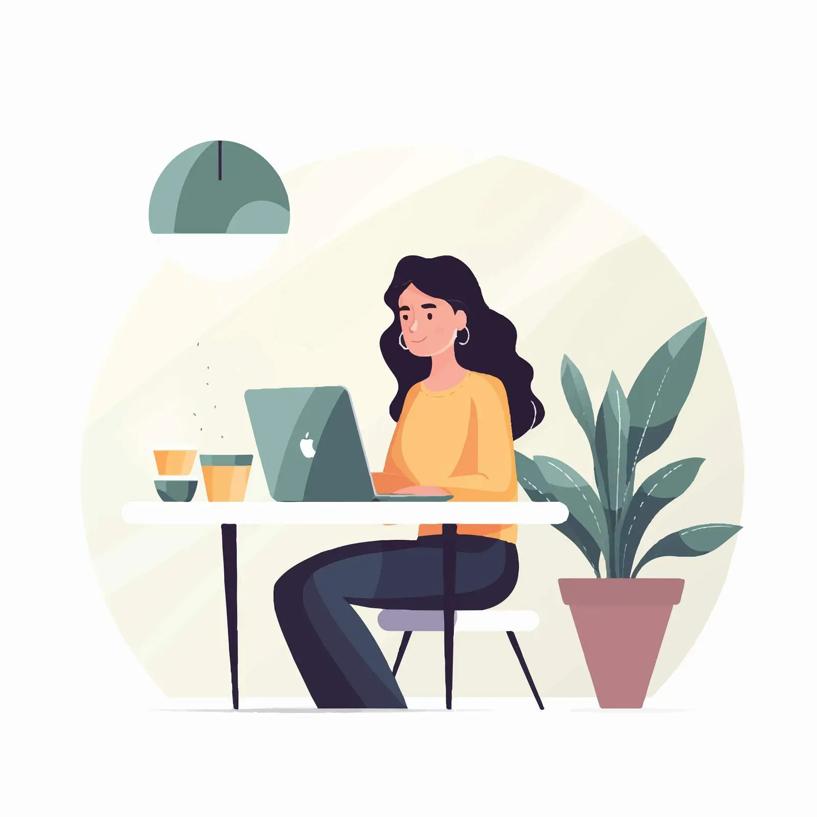 Woman Chatting on Laptop at Cafe Table — free download from Dotvec