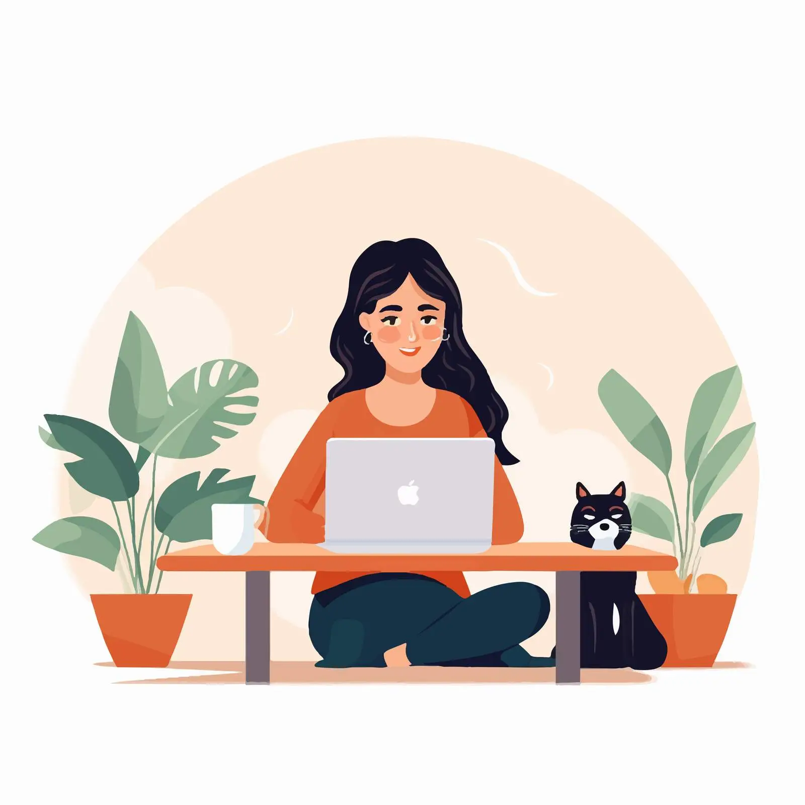 Woman Chatting on Laptop at Cafe Table — free download from Dotvec