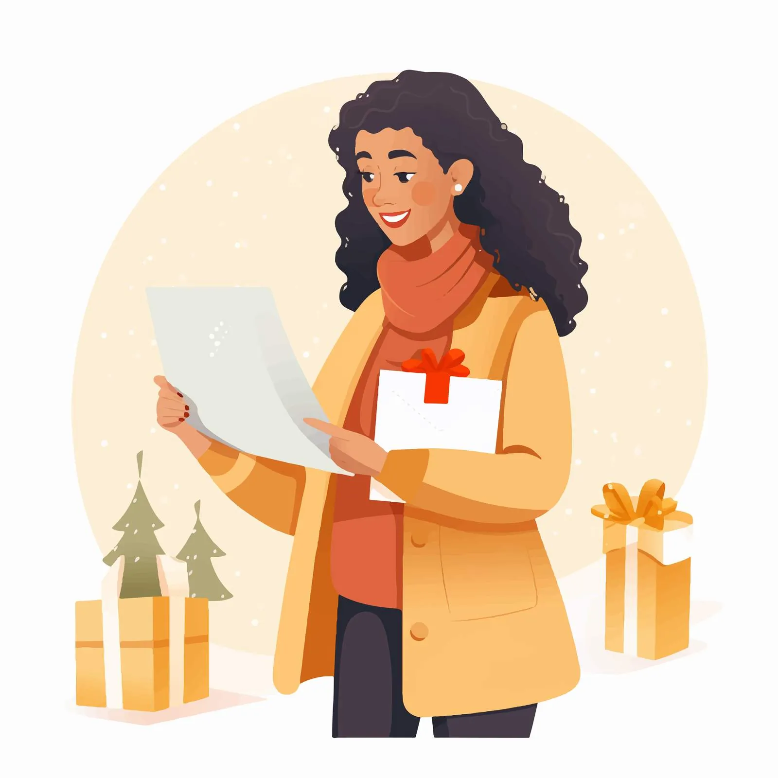 Woman Preparing Christmas Shopping List for Winter — free download from Dotvec