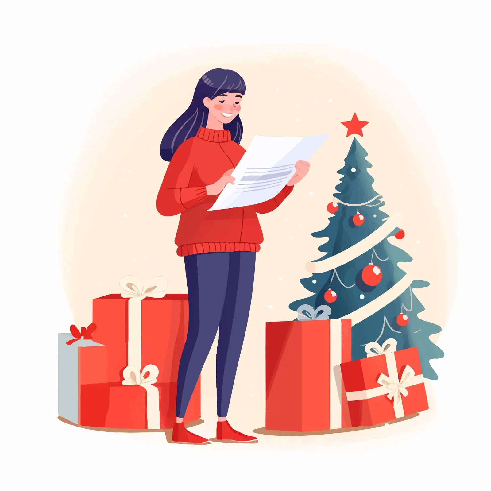 Woman Preparing Christmas Shopping List for Winter — free download from Dotvec