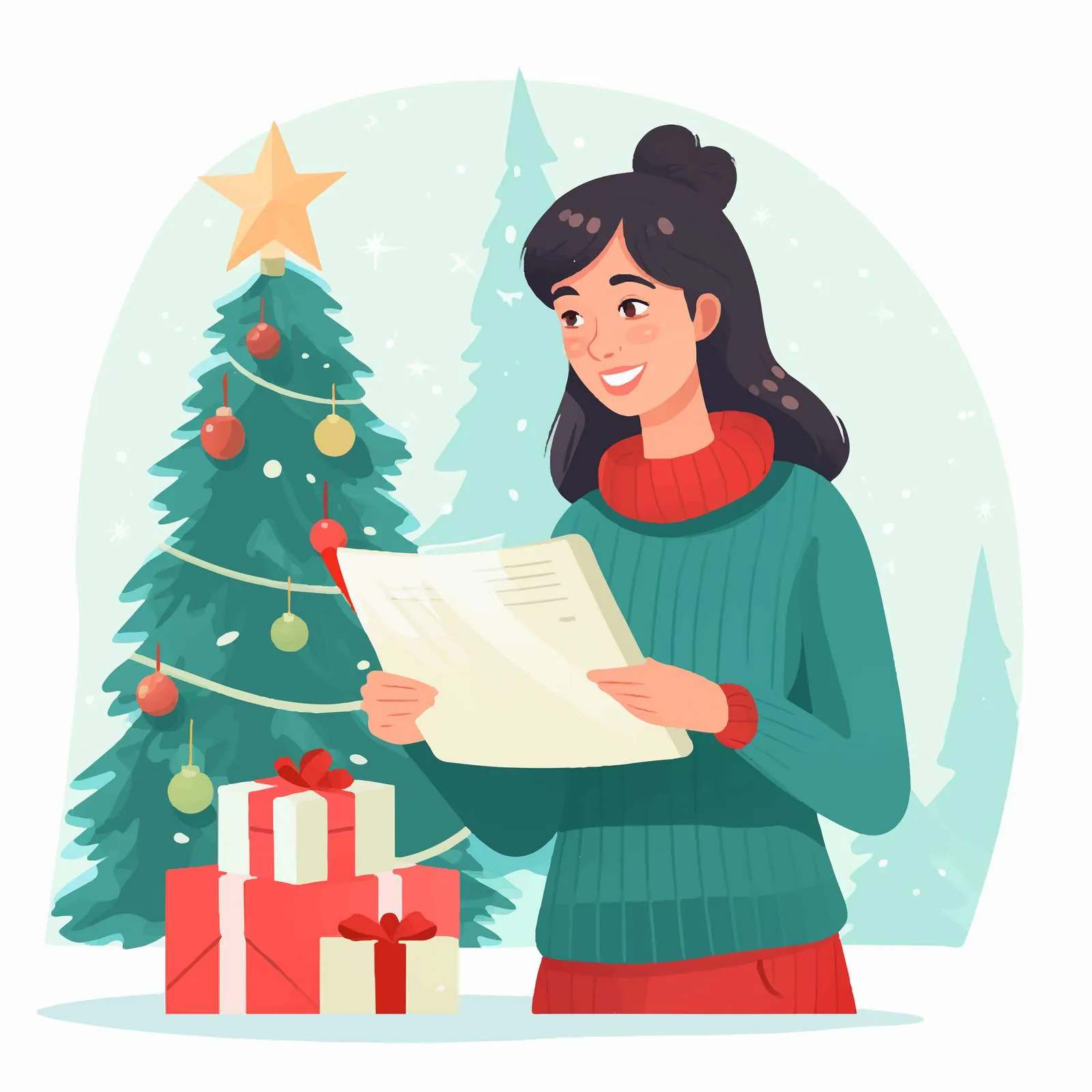 Woman Preparing Christmas Shopping List for Winter — free download from Dotvec