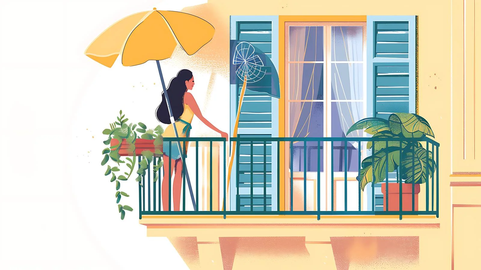 Cleaning Balcony Window on White Background — free download from Dotvec