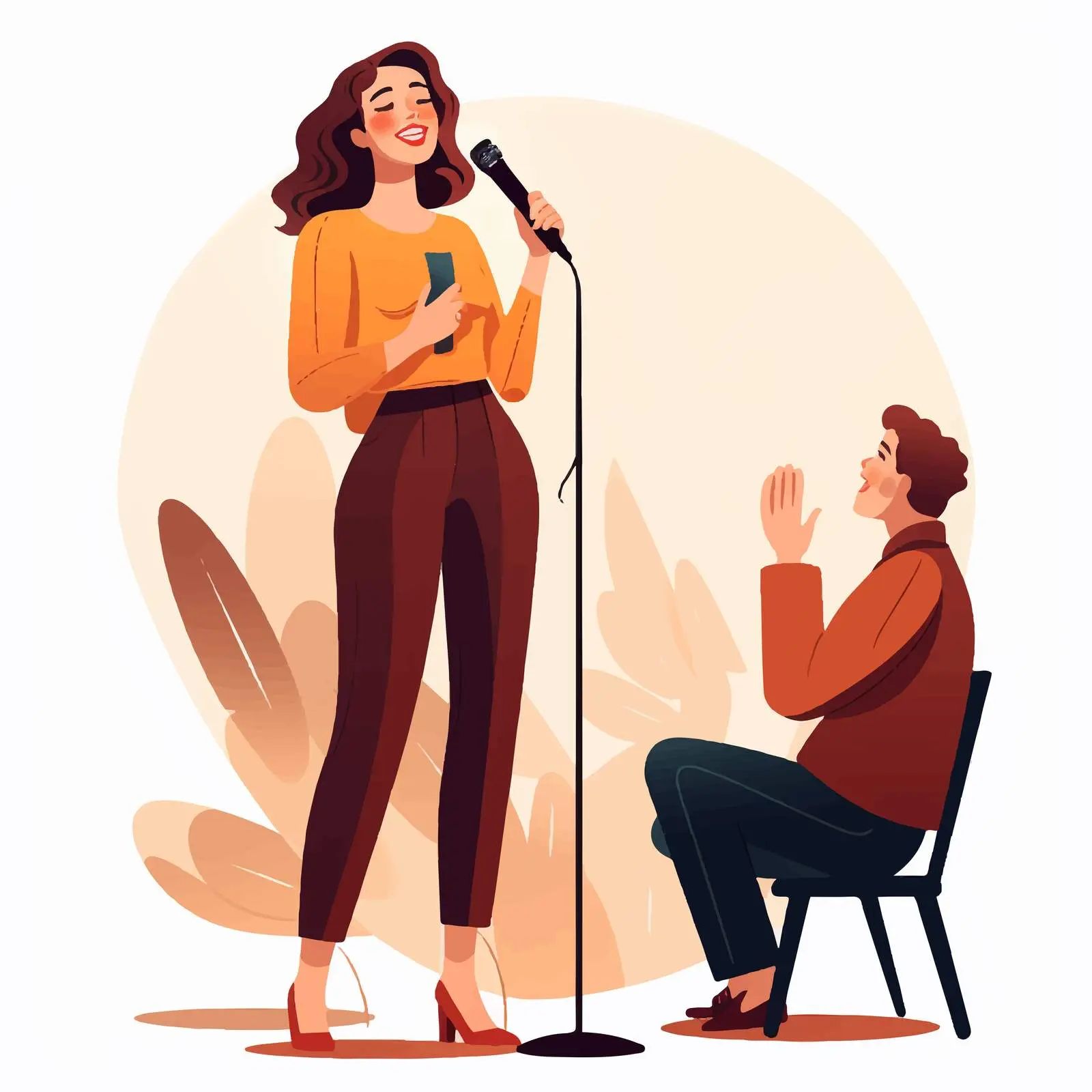 Woman Comedian at Open Mic Comedy Show – free jokes image from Dotvec