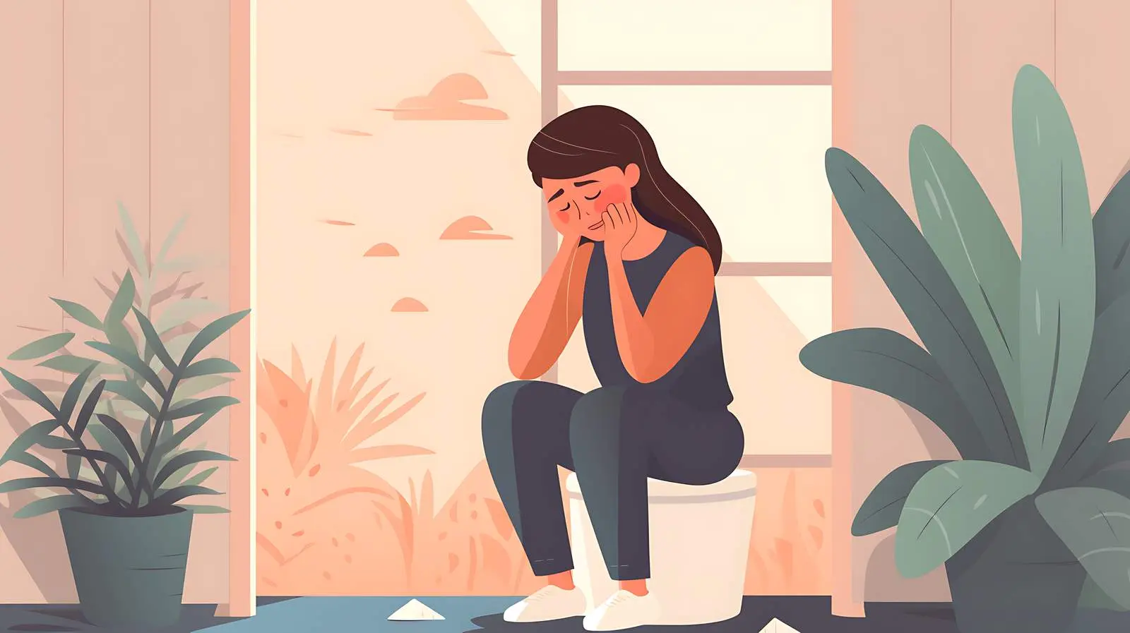 Woman Crying in Bathroom Stall — free download from Dotvec