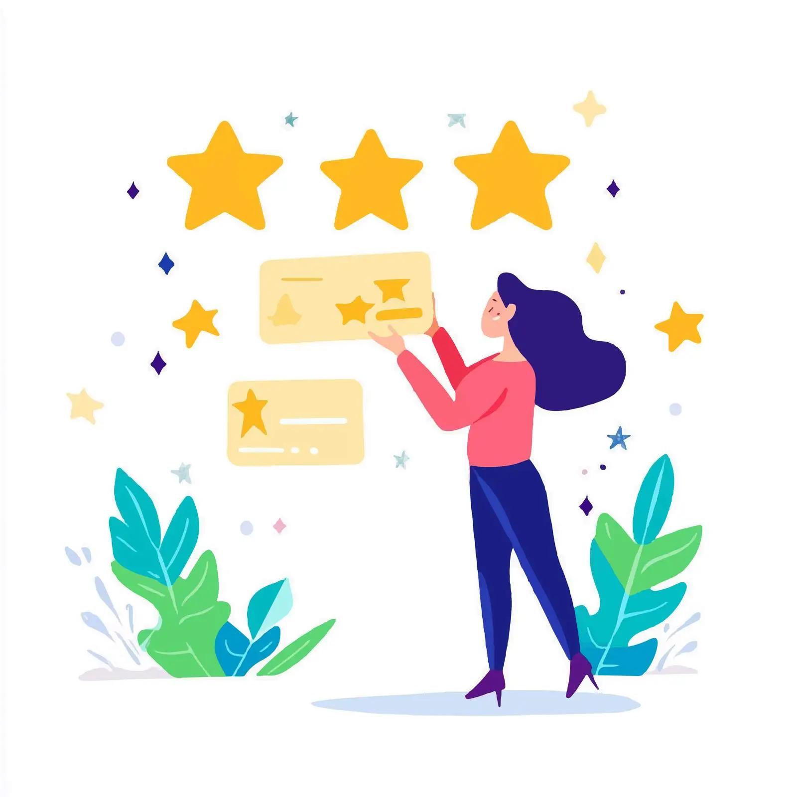 Female Customer Giving Five Star Review — free download from Dotvec