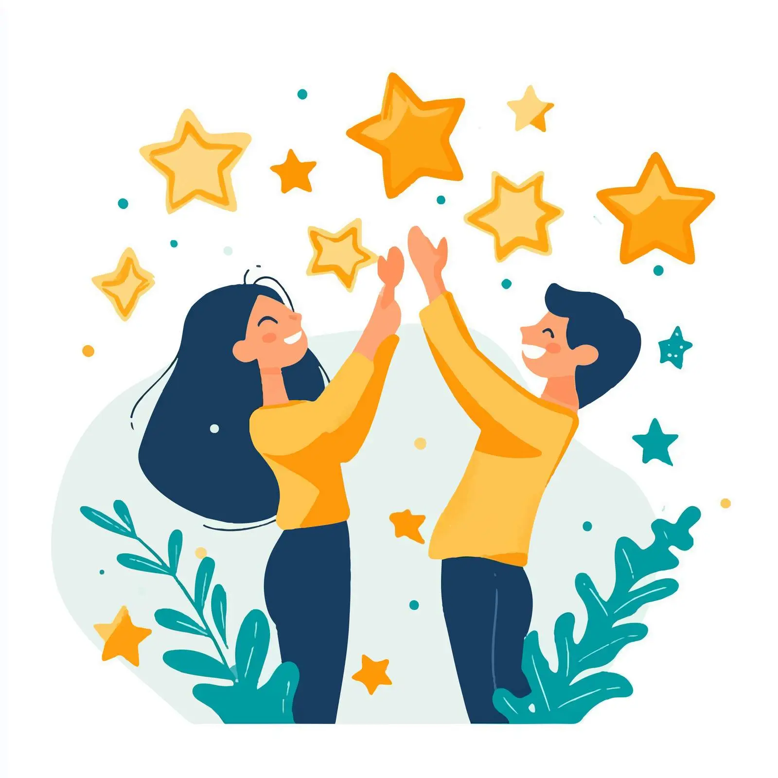 Woman Giving Five Star Customer Review — free download from Dotvec