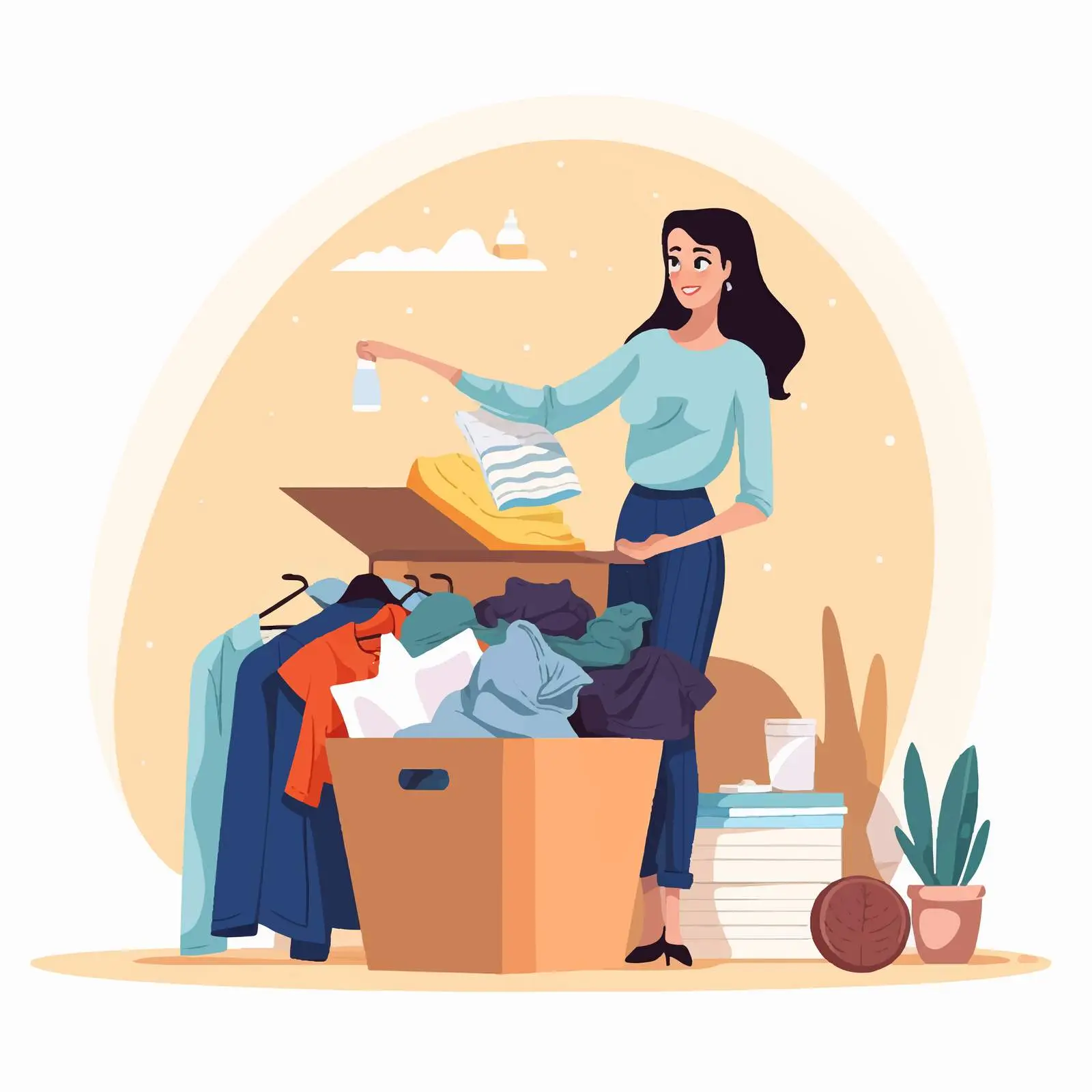 Woman Organizing Wardrobe and Decluttering Clothes — free download from Dotvec