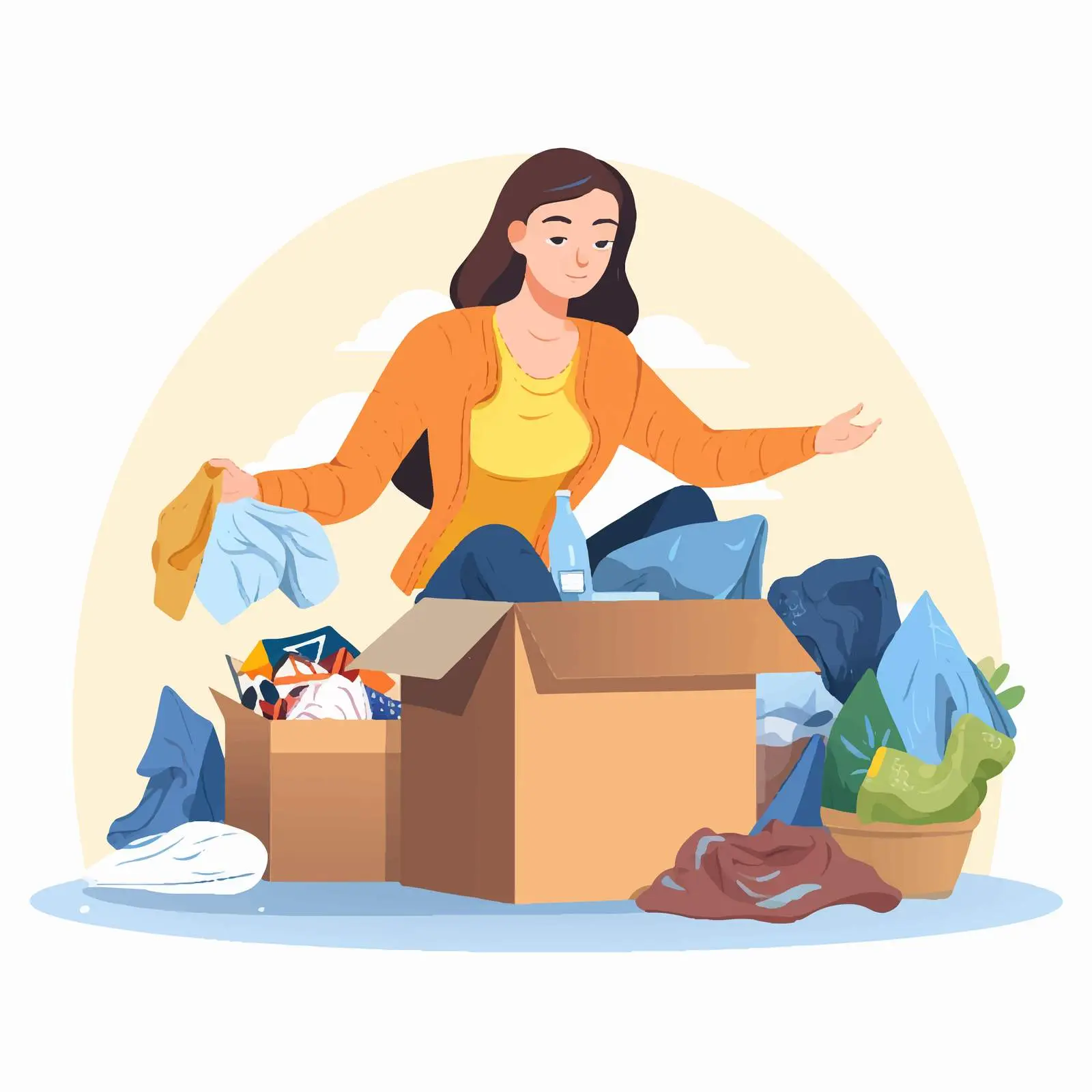 Woman Organizing Wardrobe and Decluttering Clothes — free download from Dotvec