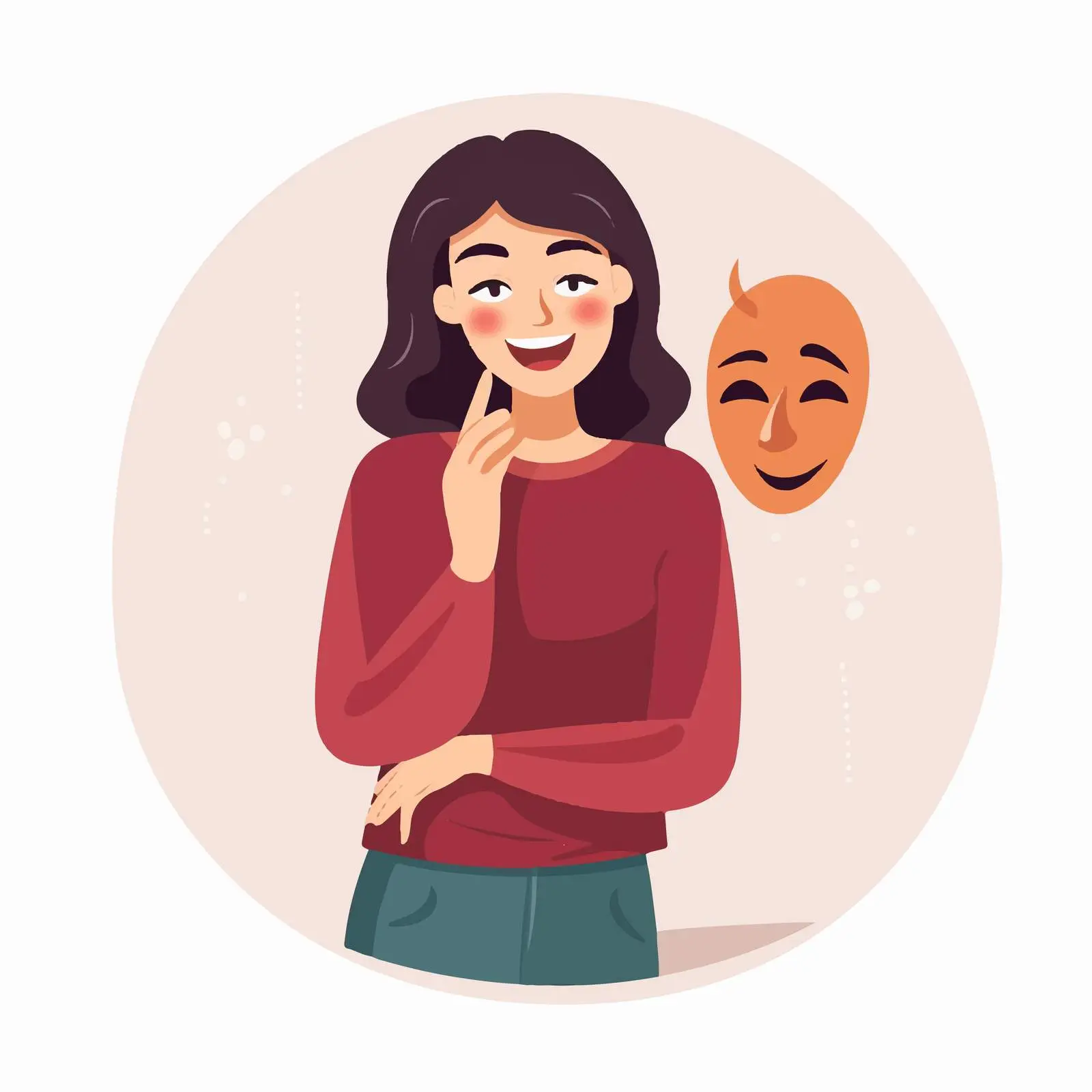 Woman with Hypocritical Mask Vector Design – free deception image from Dotvec