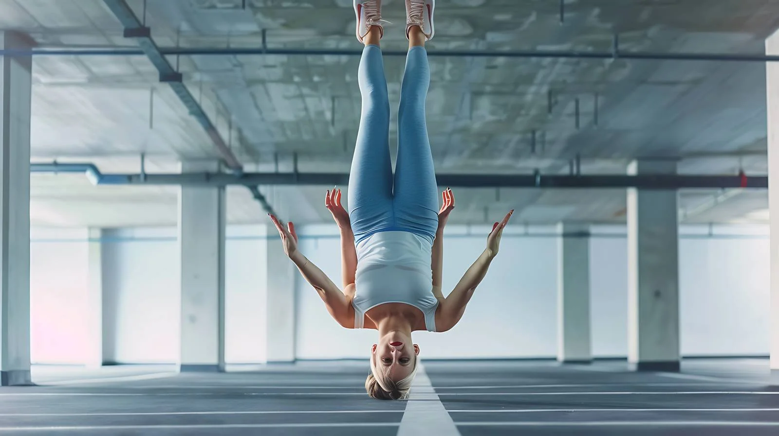 Urban Yoga Pose on City Rooftop — free download from Dotvec