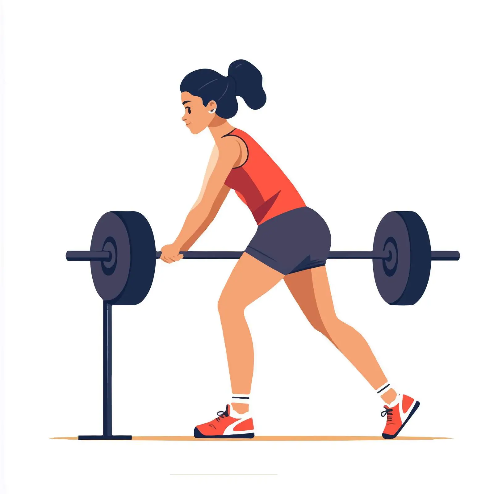 Woman Performing Barbell Deadlift Exercise Vector Illustration — free download from Dotvec