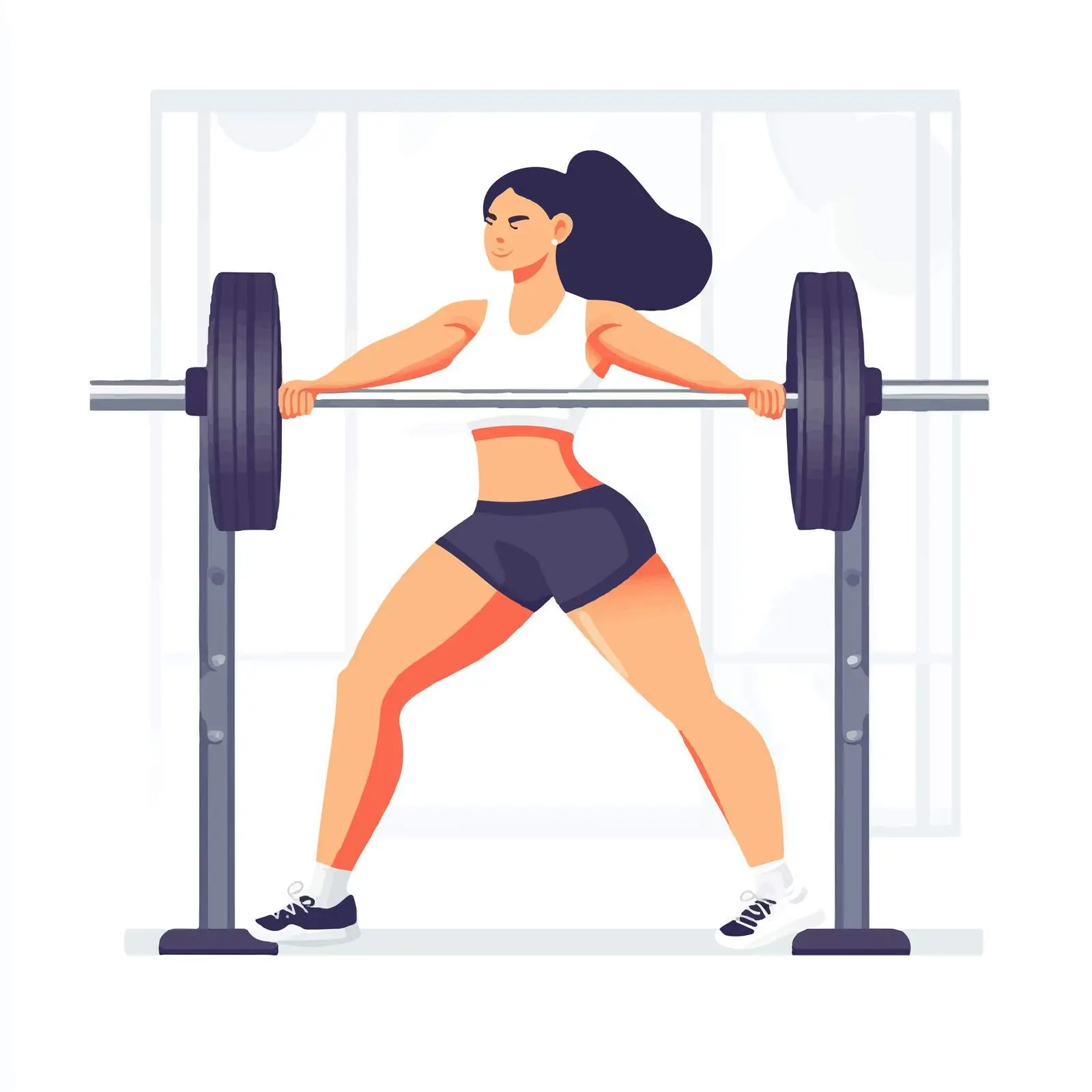 Woman Performing Barbell Hip Thrust Exercise Vector — free download from Dotvec