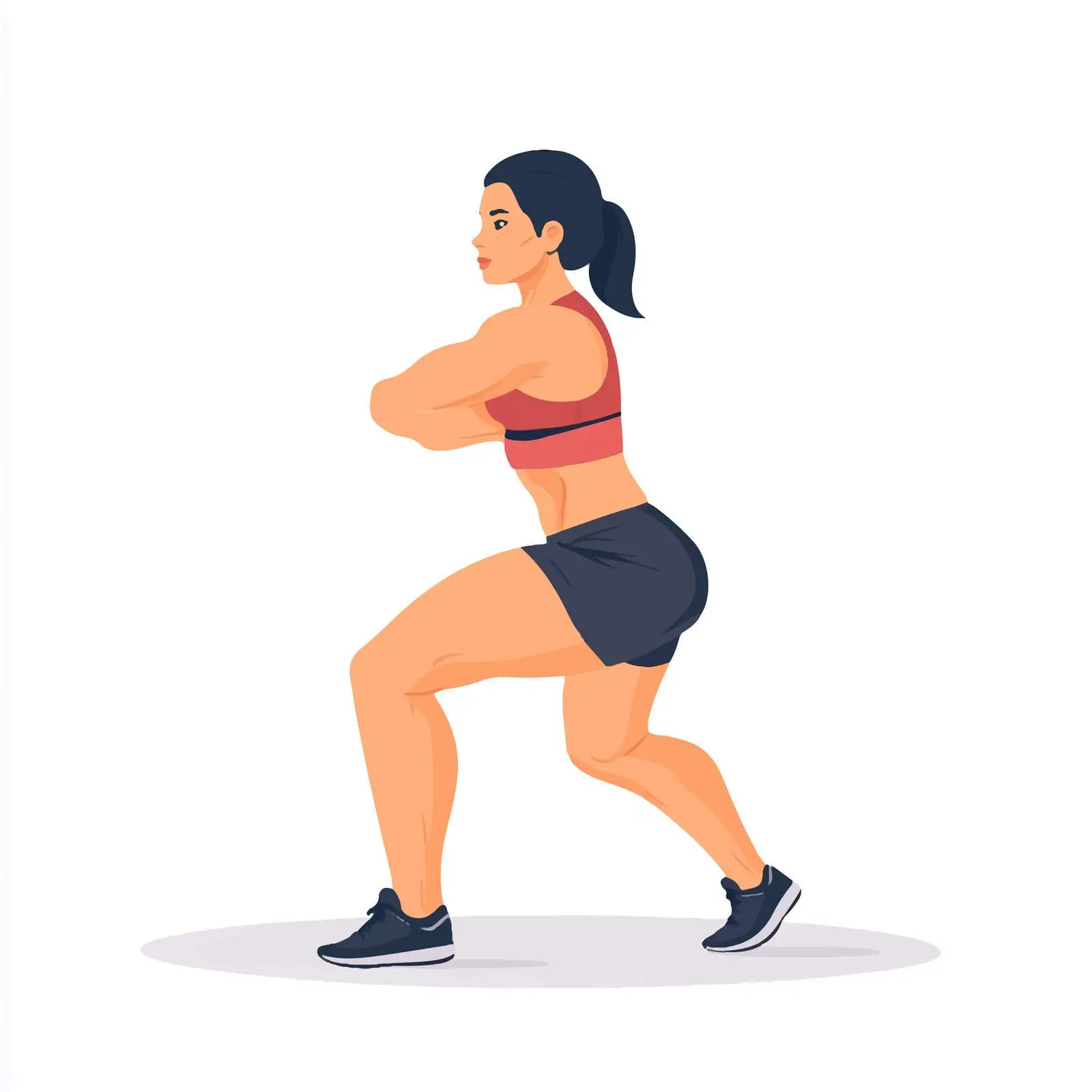 Woman Performing Bodyweight Squats Exercise Vector — free download from Dotvec