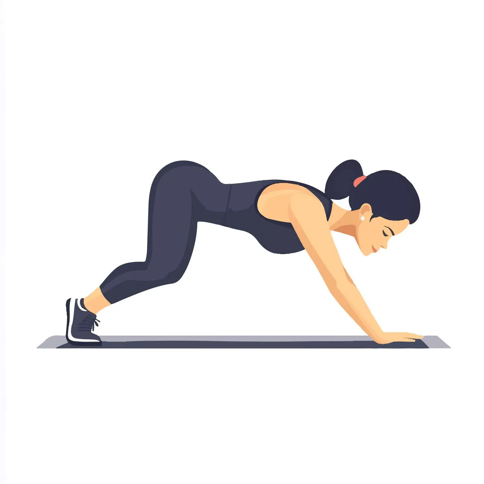 Woman Performing Burpee with Push-Up Exercise Vector — free download from Dotvec