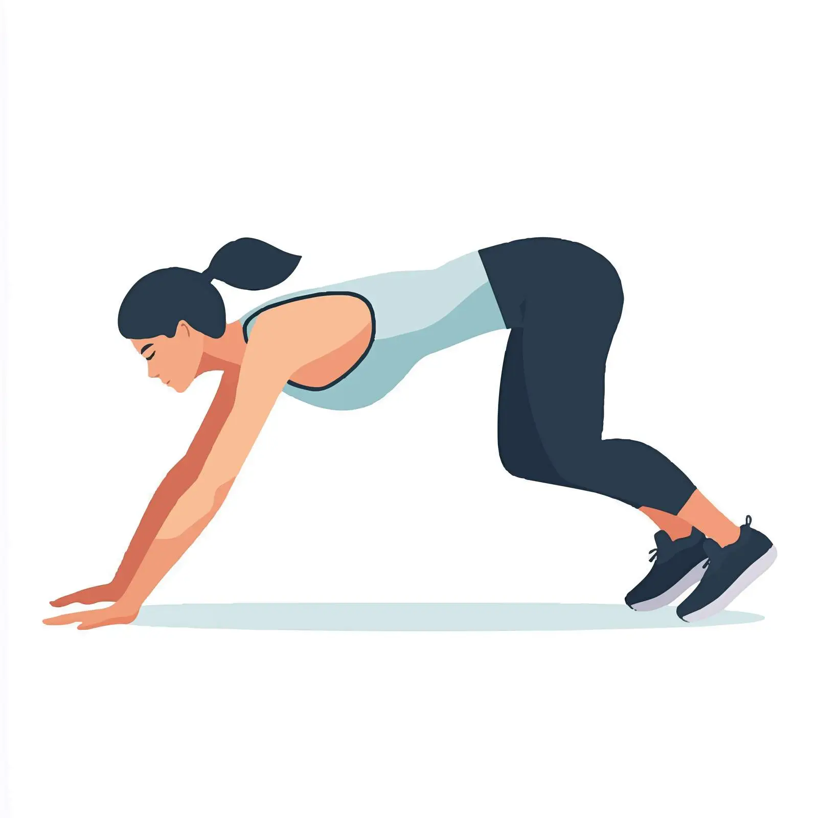 Woman Performing Burpee with Push-Up Exercise Vector — free download from Dotvec