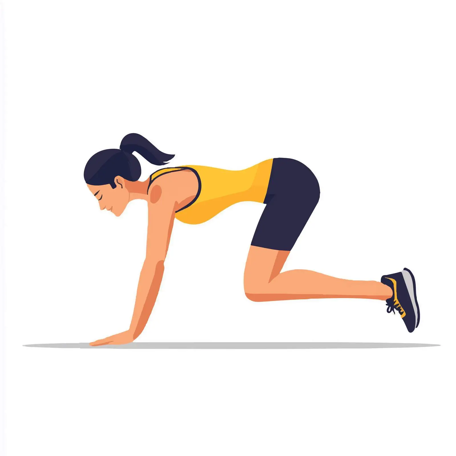 Woman Performing Burpee with Push-Up Exercise — free download from Dotvec
