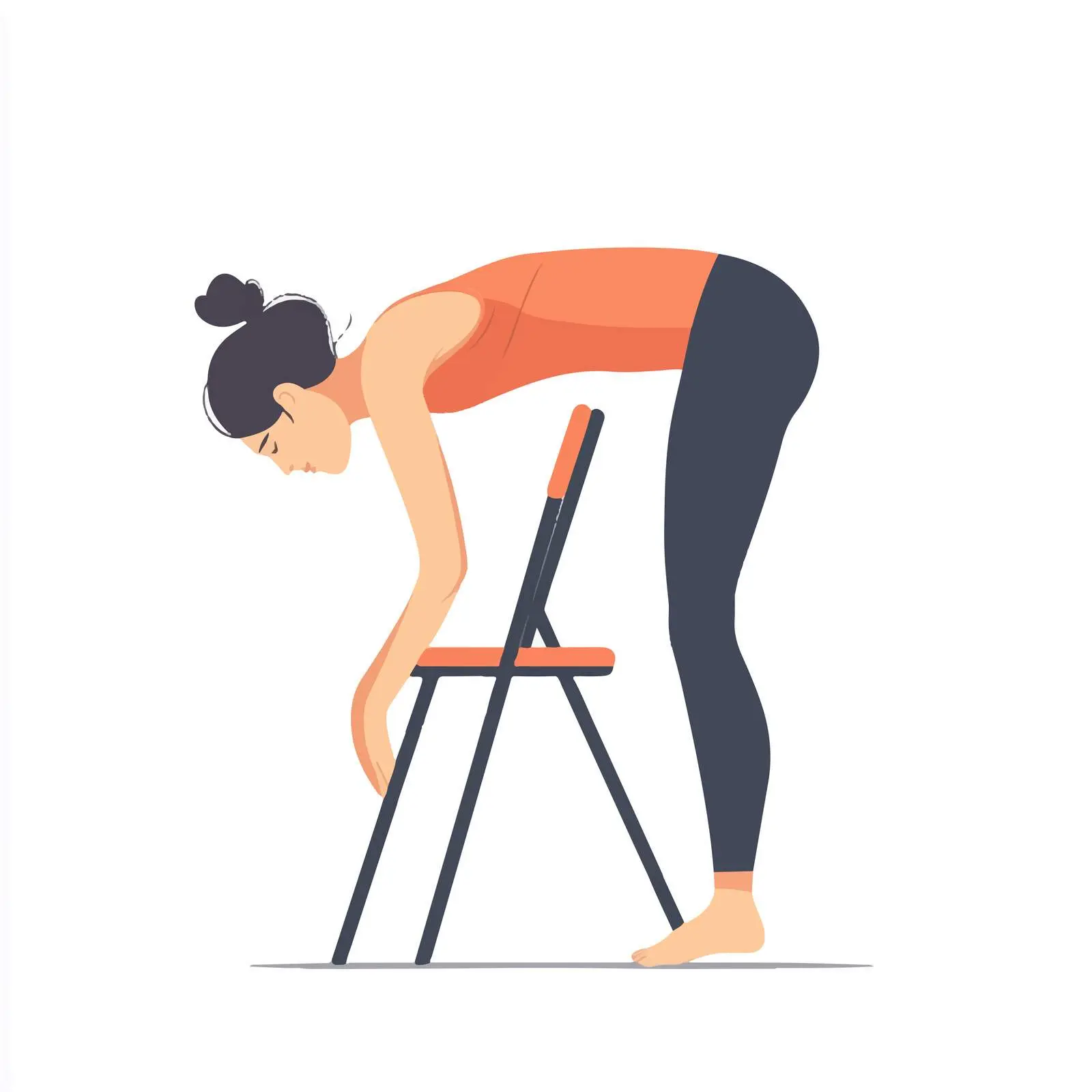 Woman Practicing Chair Forward Bend Uttanasana — free download from Dotvec