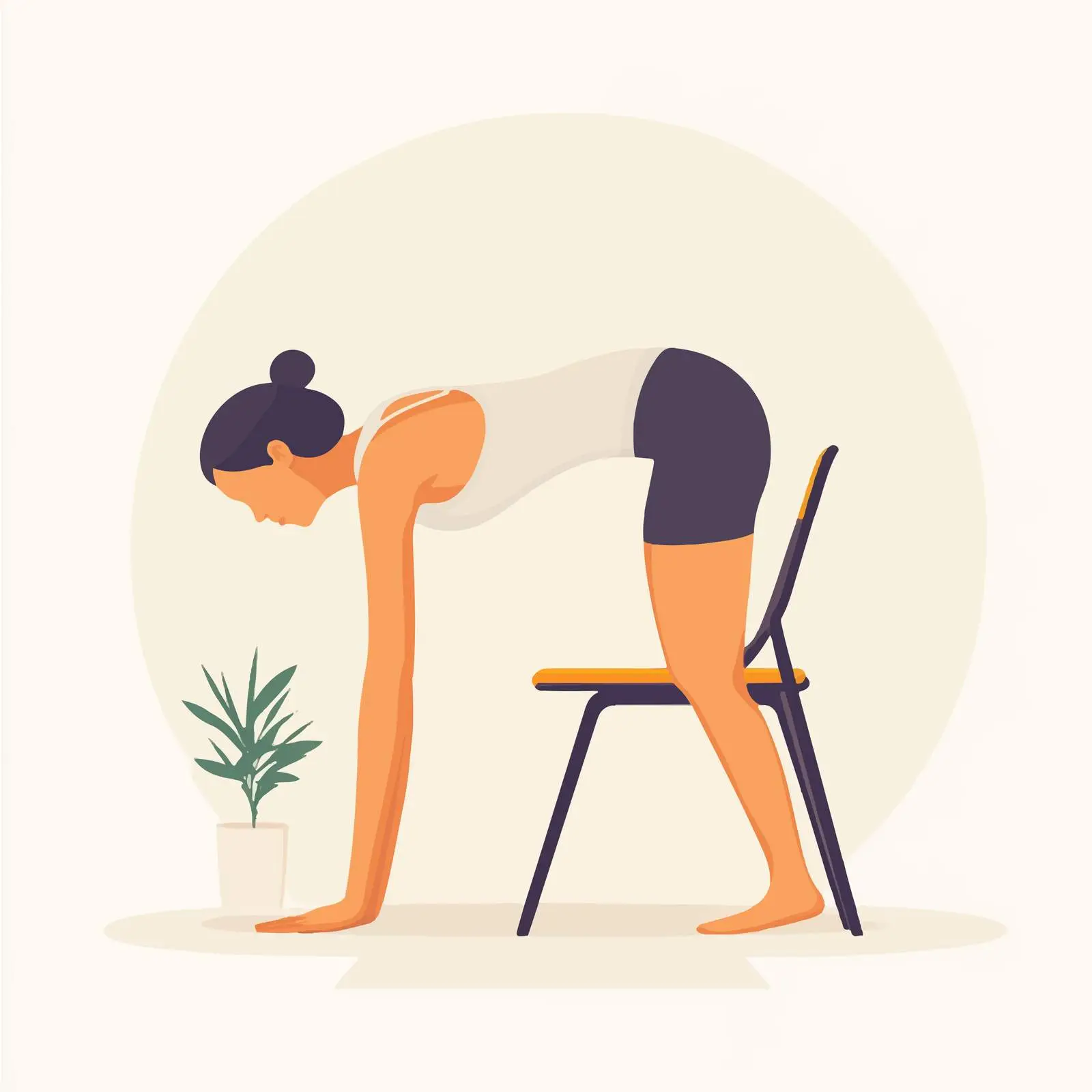 Woman Practicing Chair Forward Bend Exercise – free breath control image from Dotvec