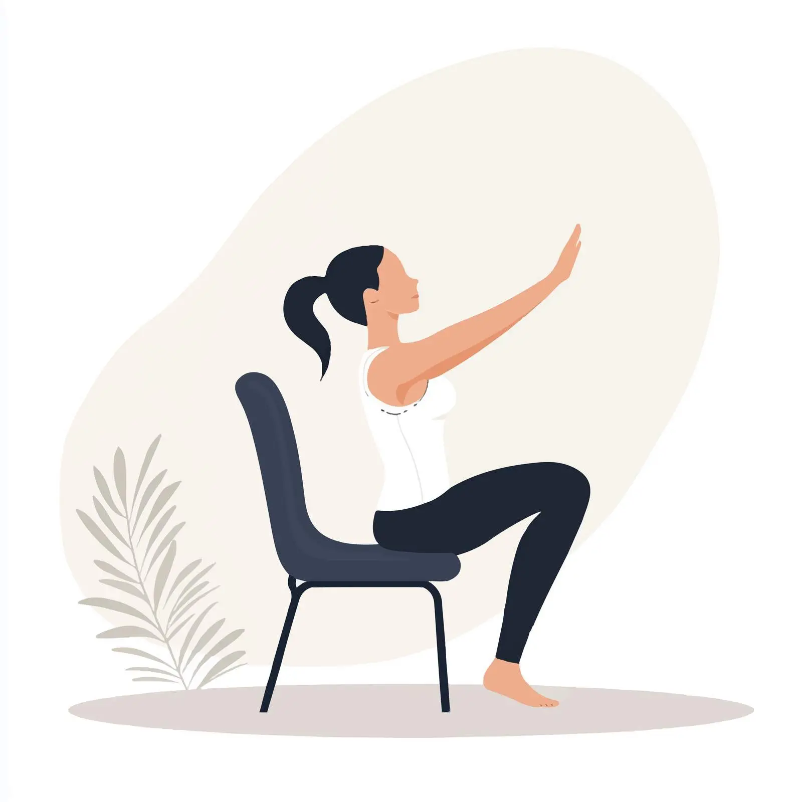 Chair Pigeon Pose Yoga Exercise by Woman — free download from Dotvec