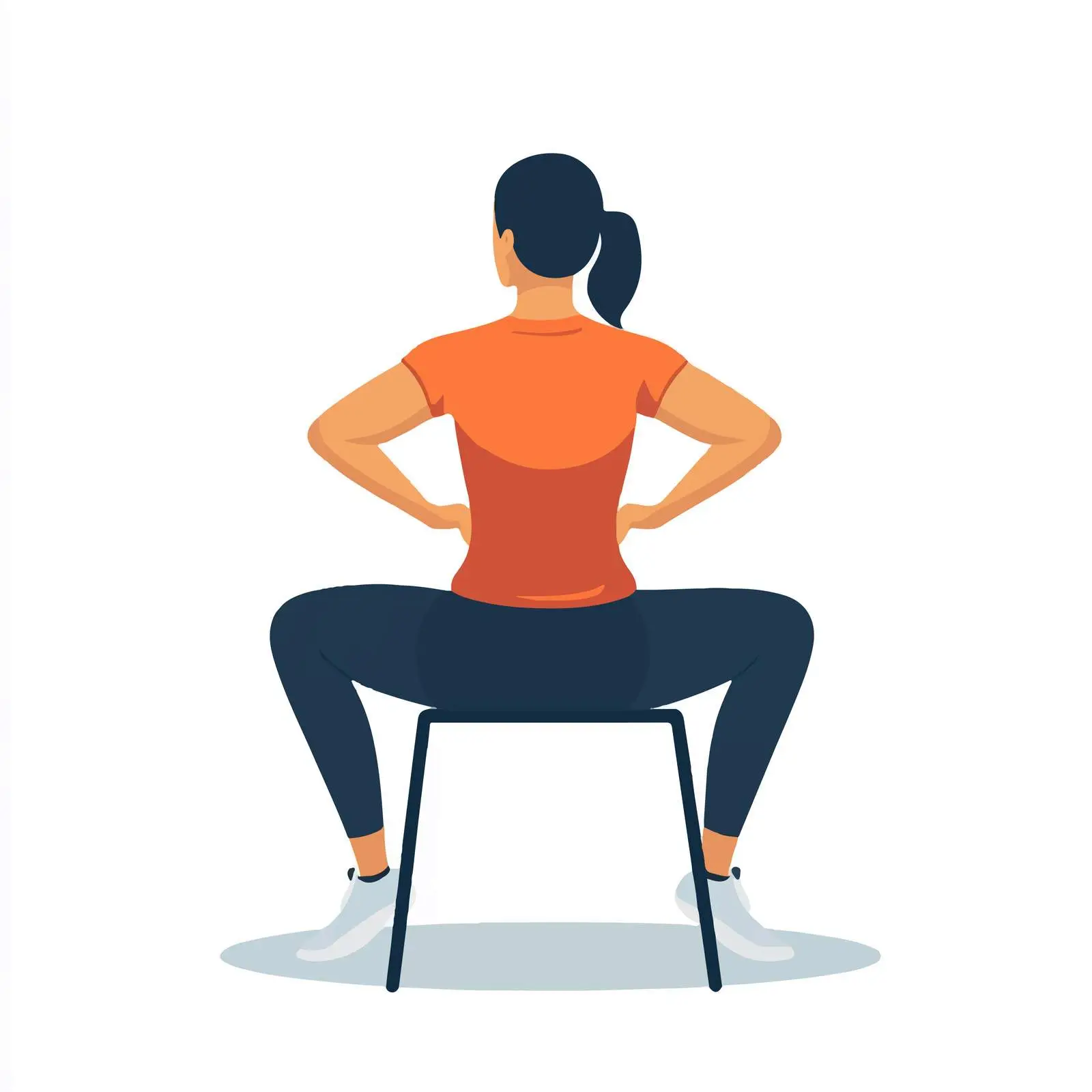Woman Performing Chair Squat Exercise Illustration — free download from Dotvec