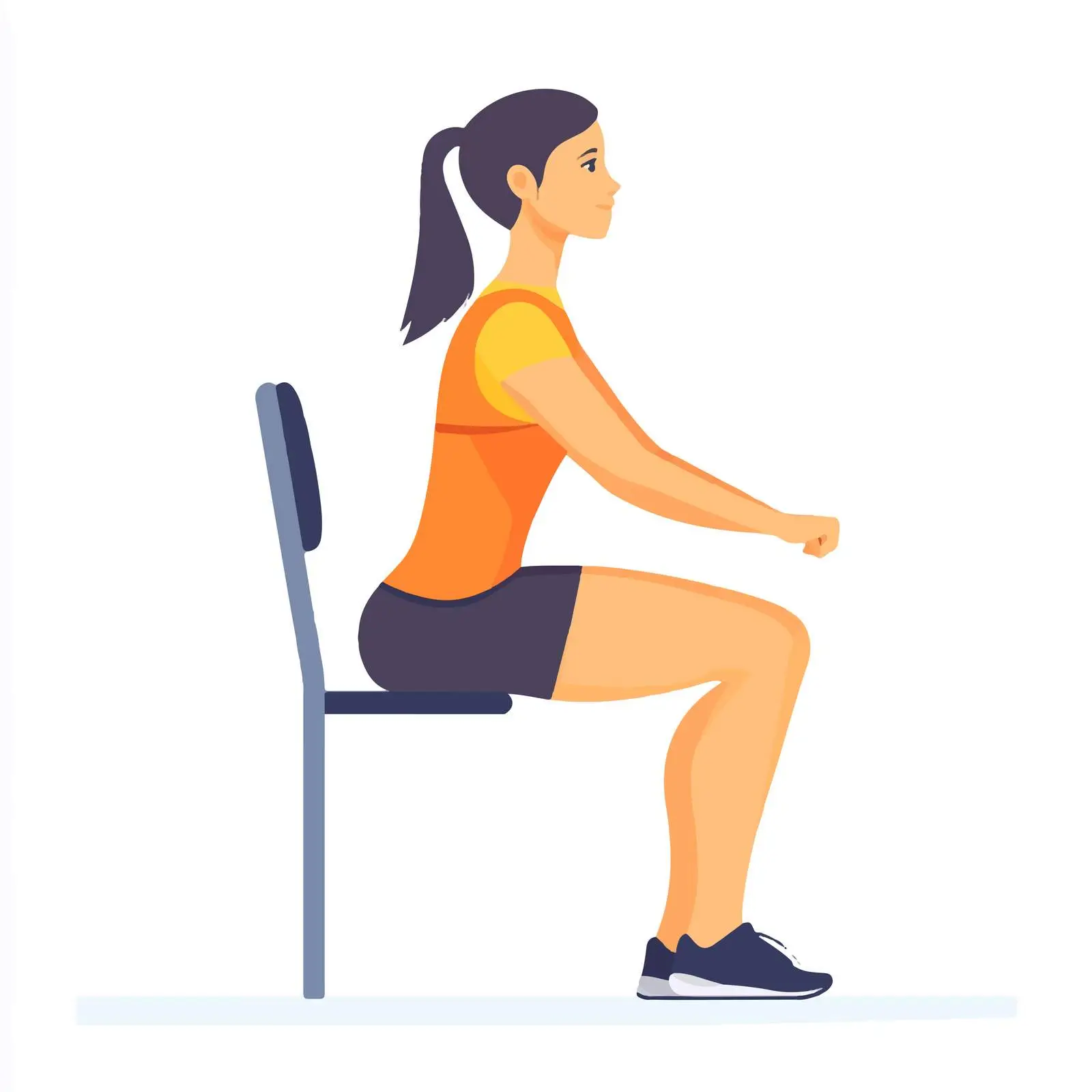 Woman Performing Chair Squat Exercise Illustration — free download from Dotvec
