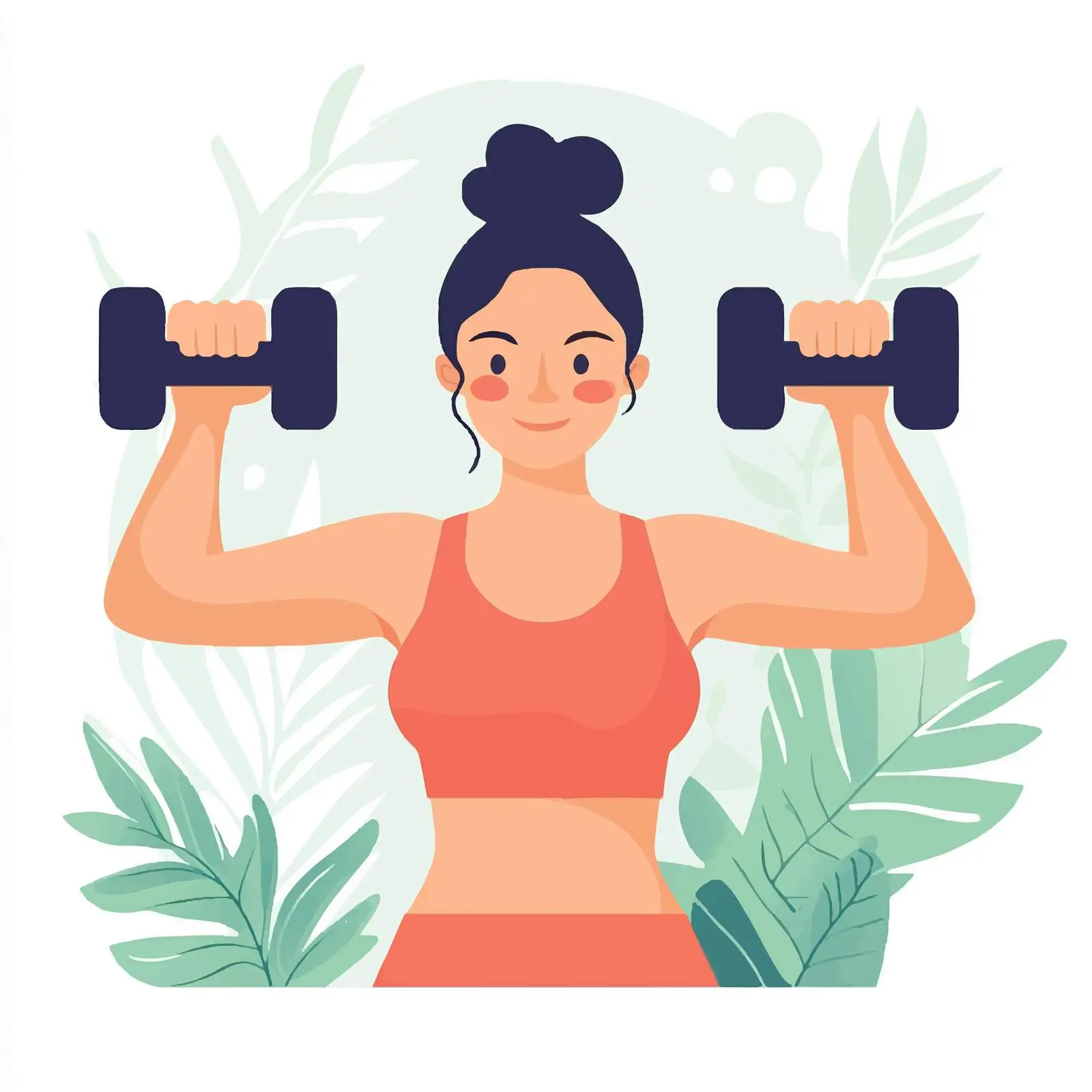 Woman Performing Dumbbell Bicep Curls Illustration — free download from Dotvec