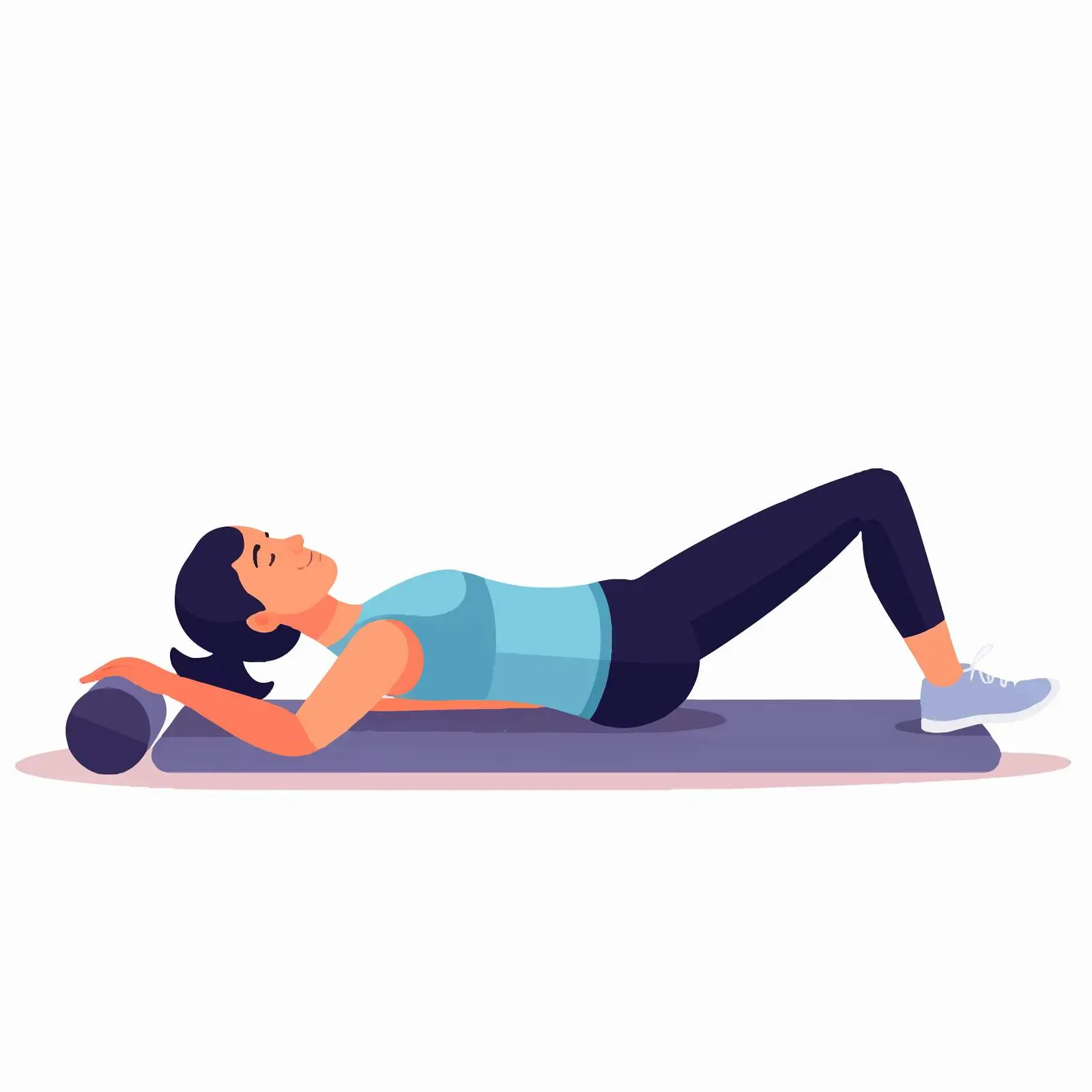 Woman Stretching with Foam Roller on Mat — free download from Dotvec