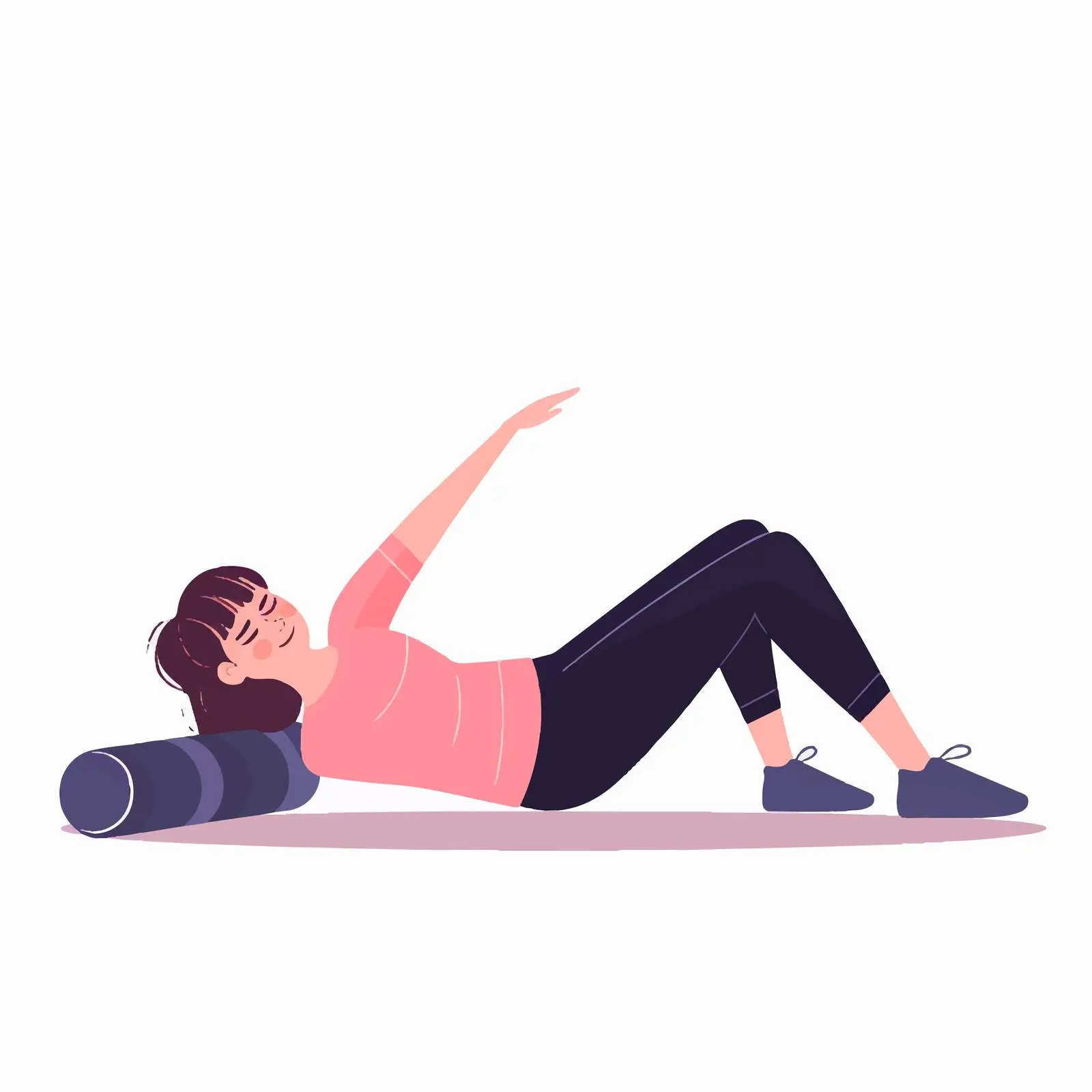 Woman Stretching with Foam Roller on Mat — free download from Dotvec