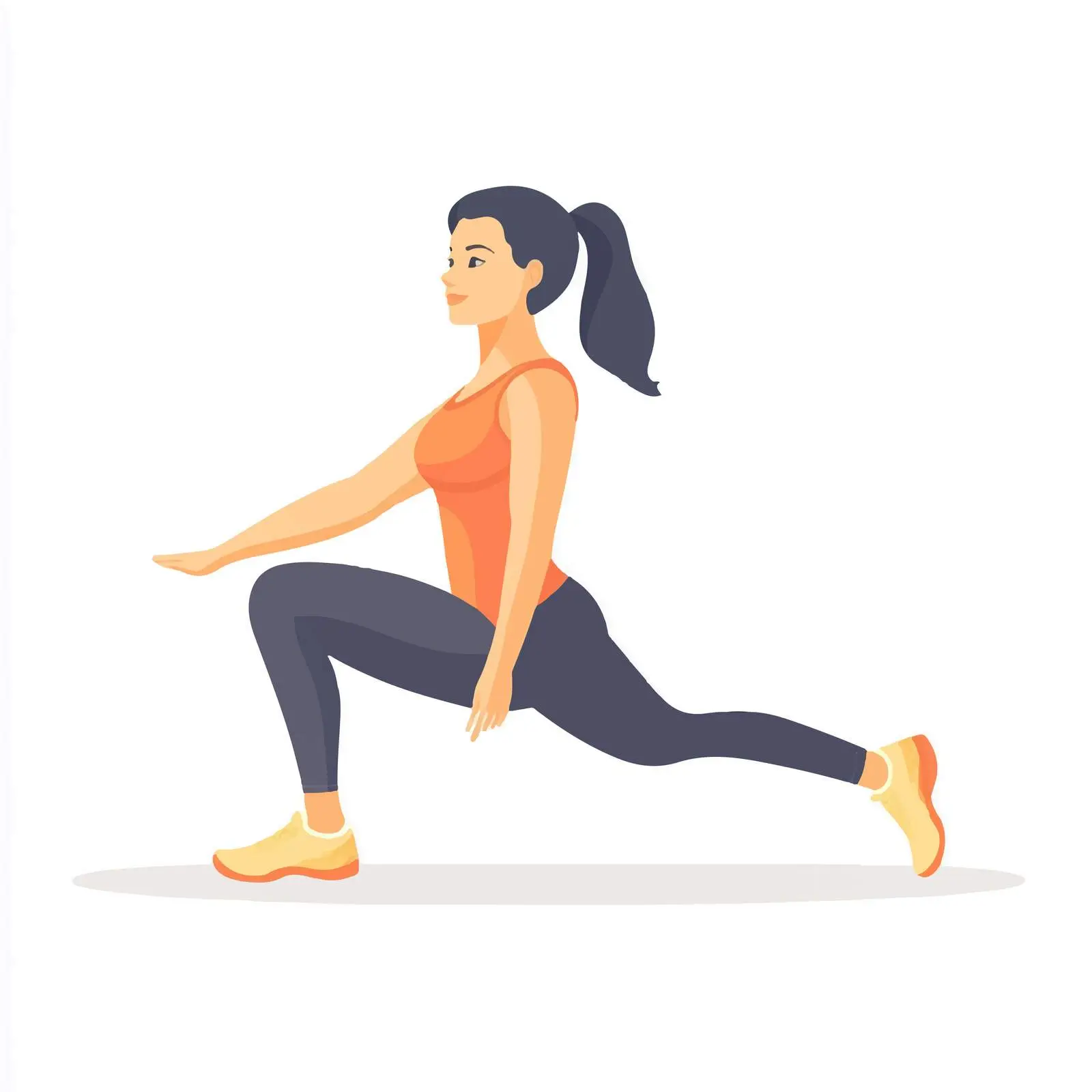 Woman Performing Hip Flexor Stretch Exercise Vector — free download from Dotvec
