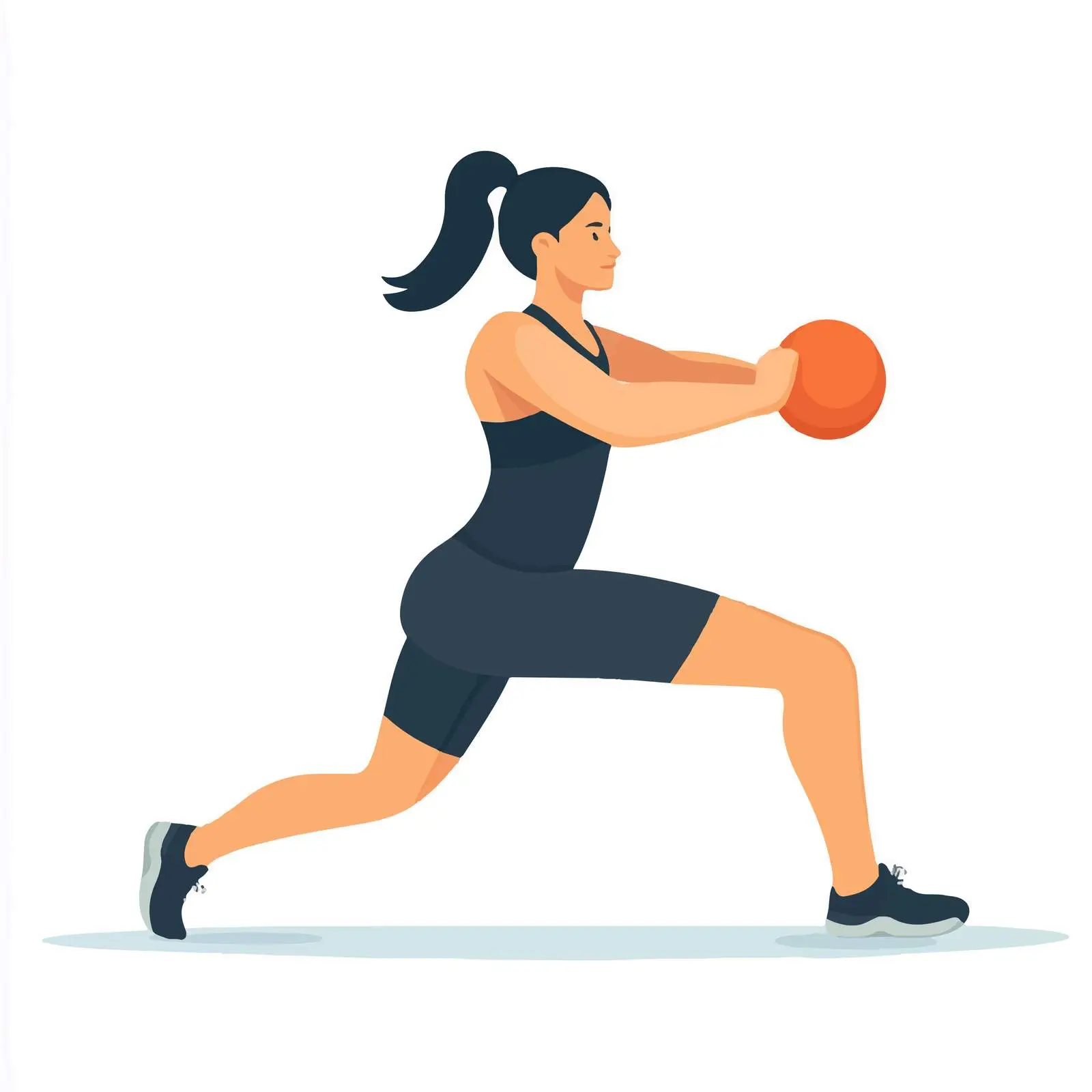 Woman Performing Medicine Ball Pistol Squat Vector – free toning image from Dotvec