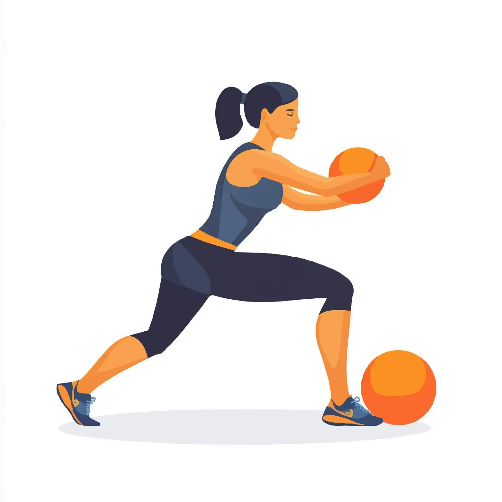 Woman Performing Medicine Ball Pistol Squat Vector — free download from Dotvec
