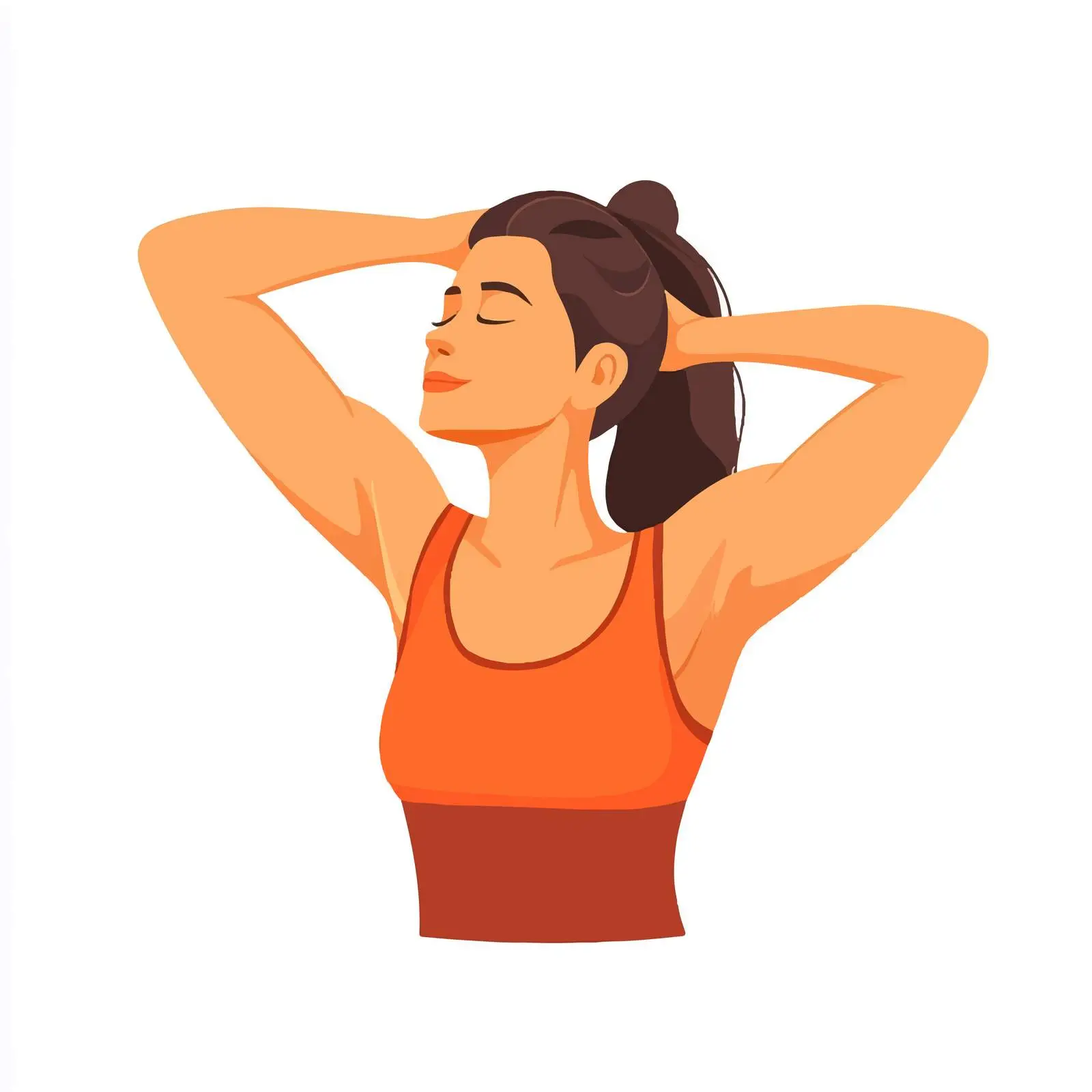 Woman Performing Neck Stretch Exercise Illustration — free download from Dotvec