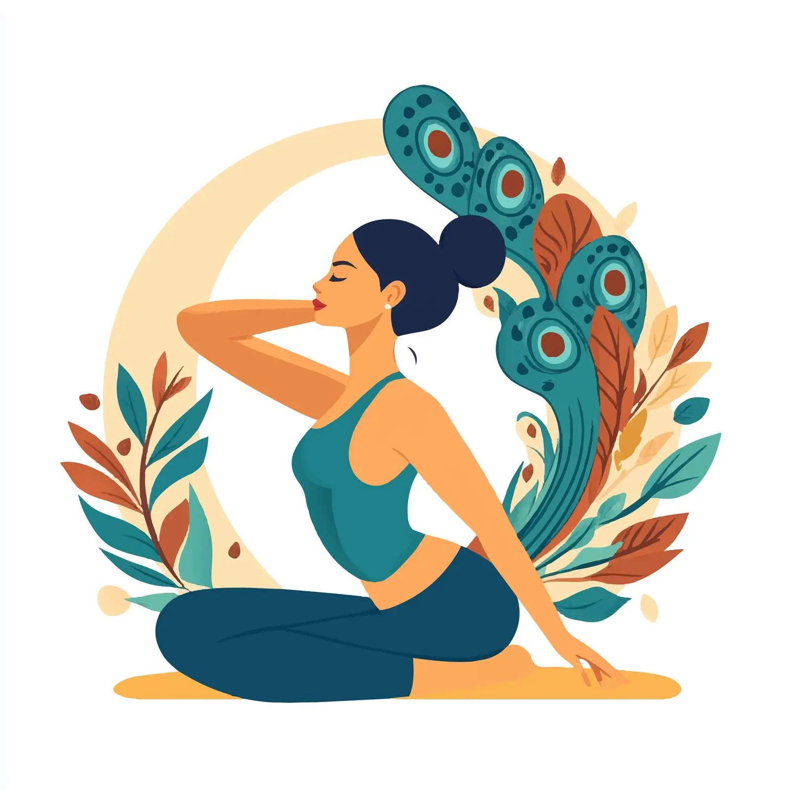 Woman Practicing Peacock Pose Yoga Exercise — free download from Dotvec