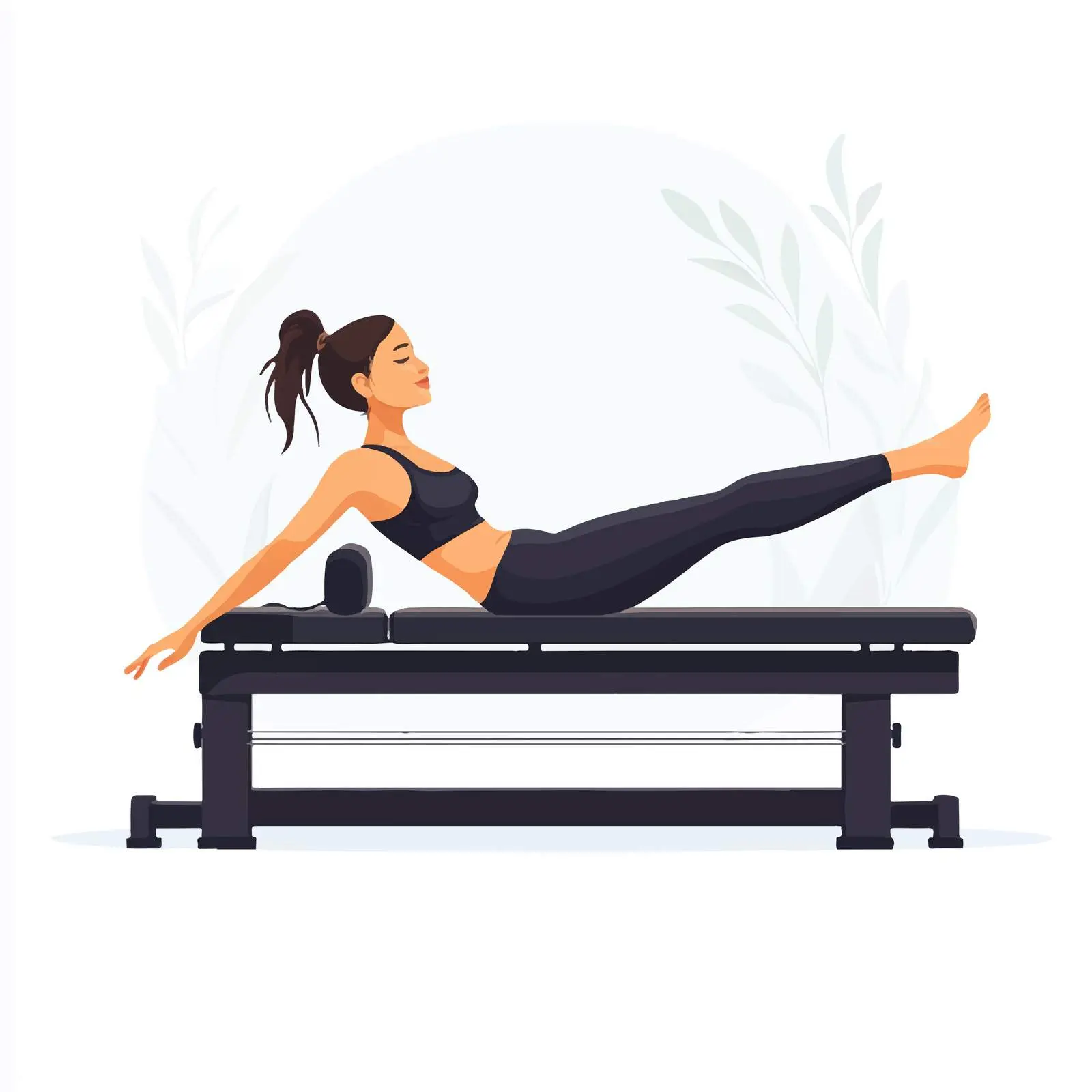 Woman Practicing Pilates on Reformer Machine Vector — free download from Dotvec