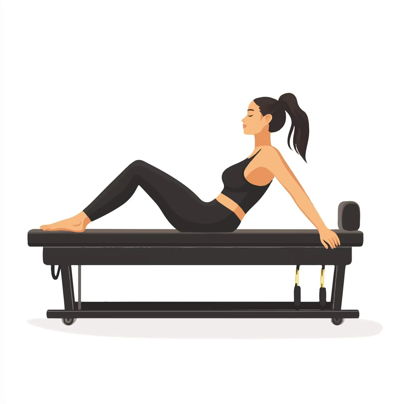 Woman Doing Pilates on Reformer Machine Vector — free download from Dotvec