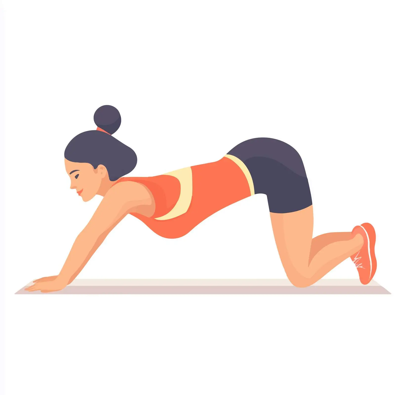 Flat Vector Illustration of Woman Doing Push-Ups – free exercise graphic image from Dotvec