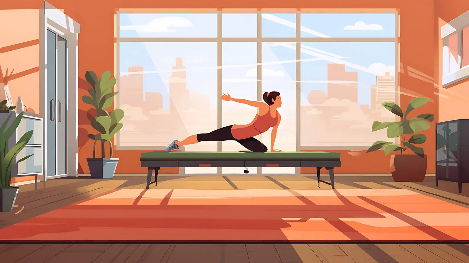Home Fitness Exercise Woman Pushups — free download from Dotvec