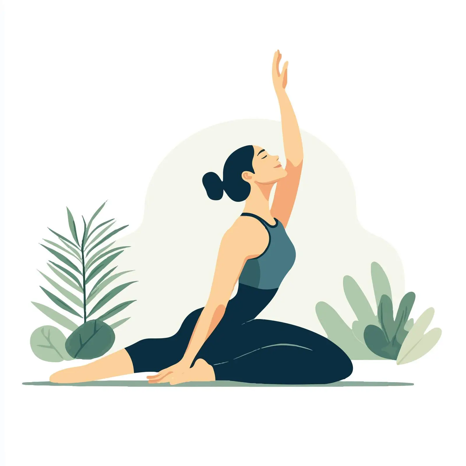 Woman Practicing Reverse Pigeon Pose Illustration – free pigeon pose image from Dotvec