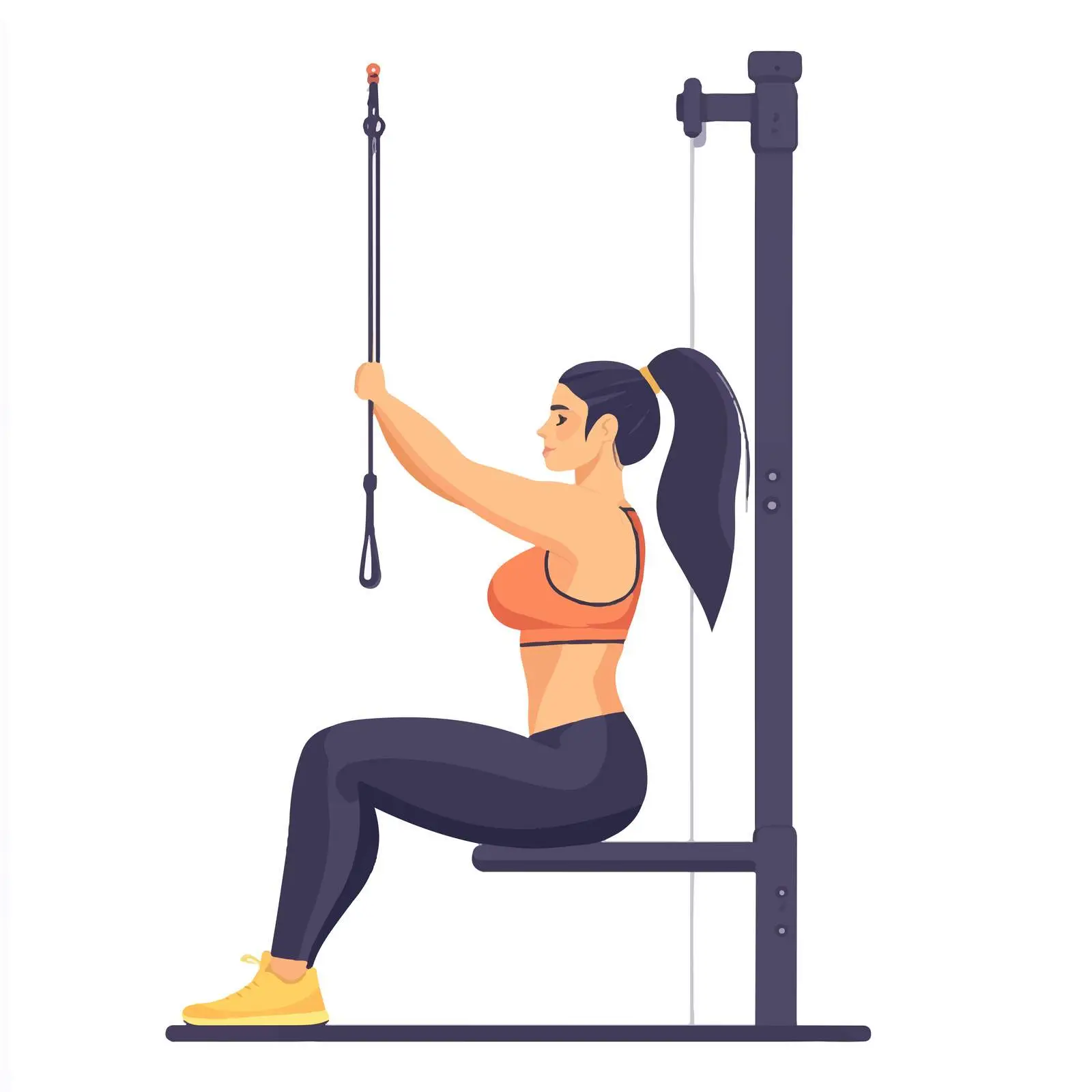 Woman Performing Seated Lat Pulldowns Illustration – free endorphins image from Dotvec