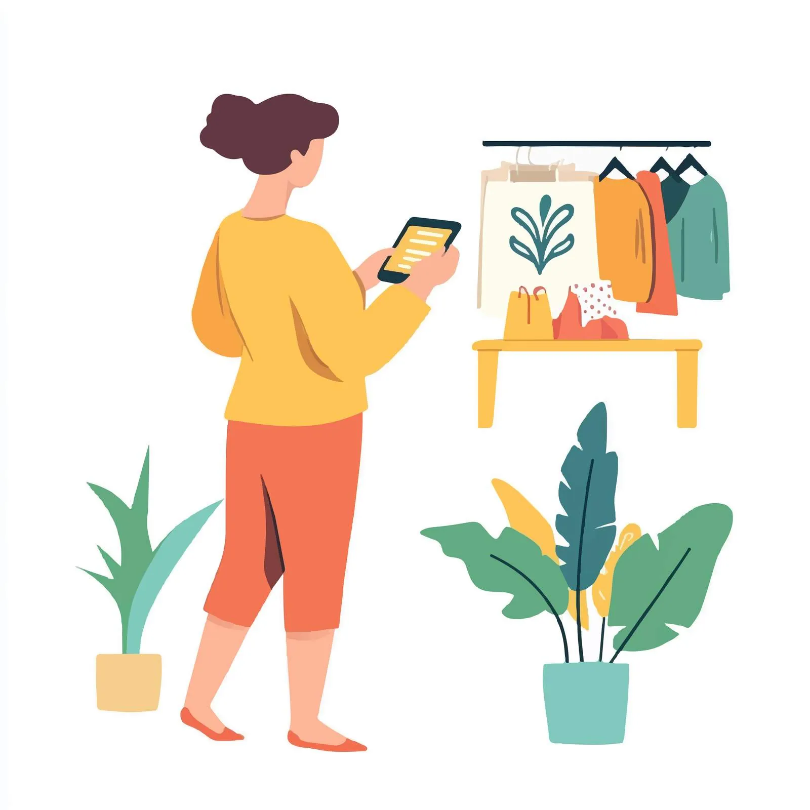 Woman Shopping Online for Clothes with Mobile Phone — free download from Dotvec