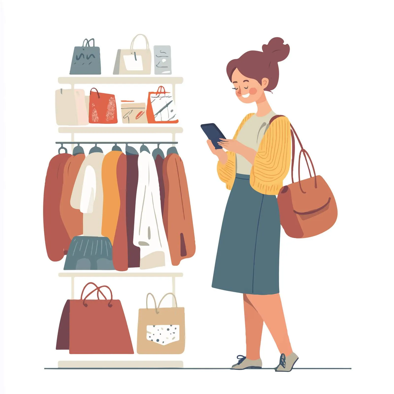 Woman Shopping Online with Mobile Phone – free fitting image from Dotvec
