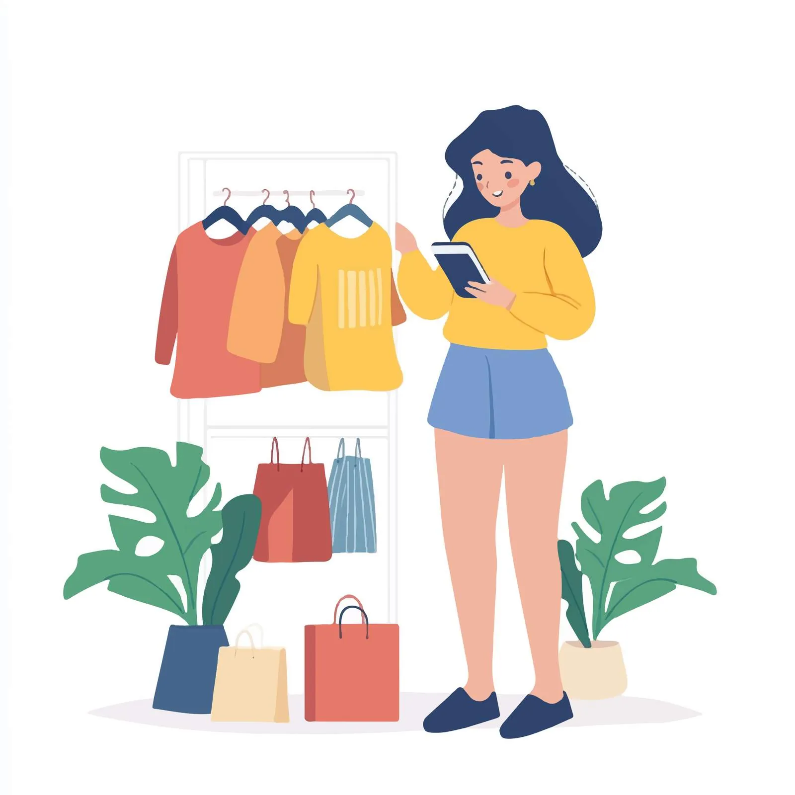 Woman Shopping Online for Clothes with Smartphone – free mobile commerce image from Dotvec
