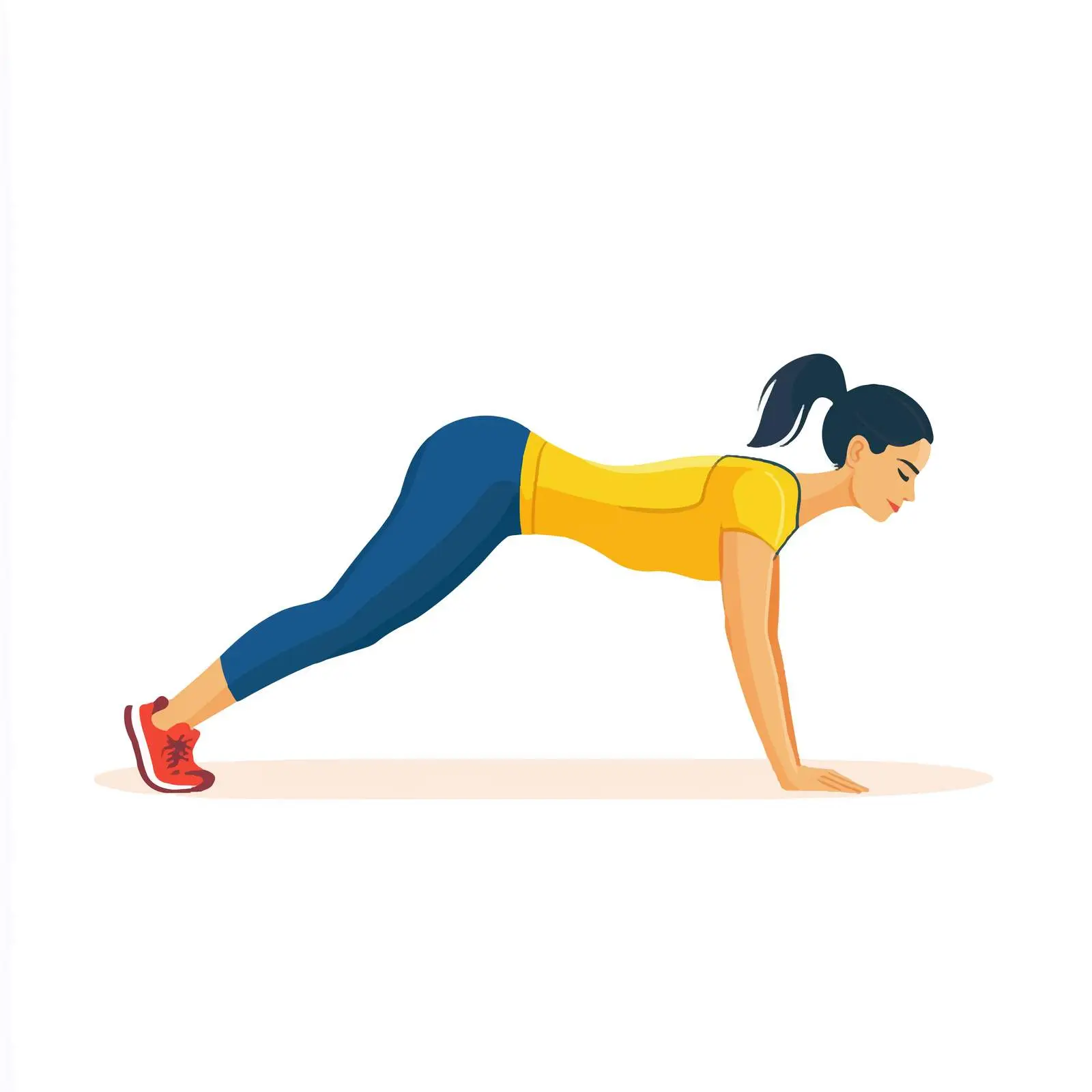 Woman Performing Spiderman Plank Exercise Vector Illustration — free download from Dotvec