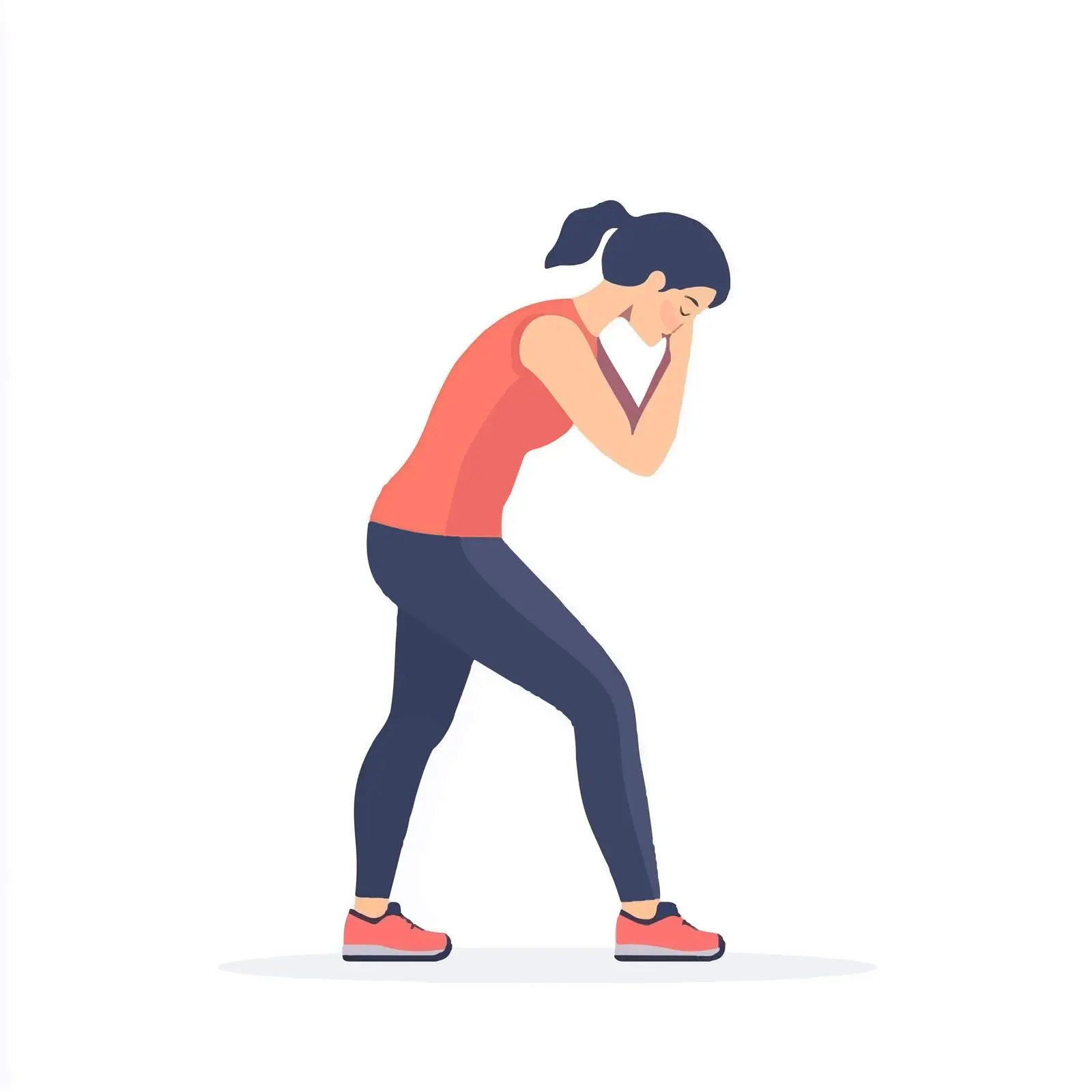 Woman Performing Standing Knee Hugs Exercise Vector – free toning image from Dotvec