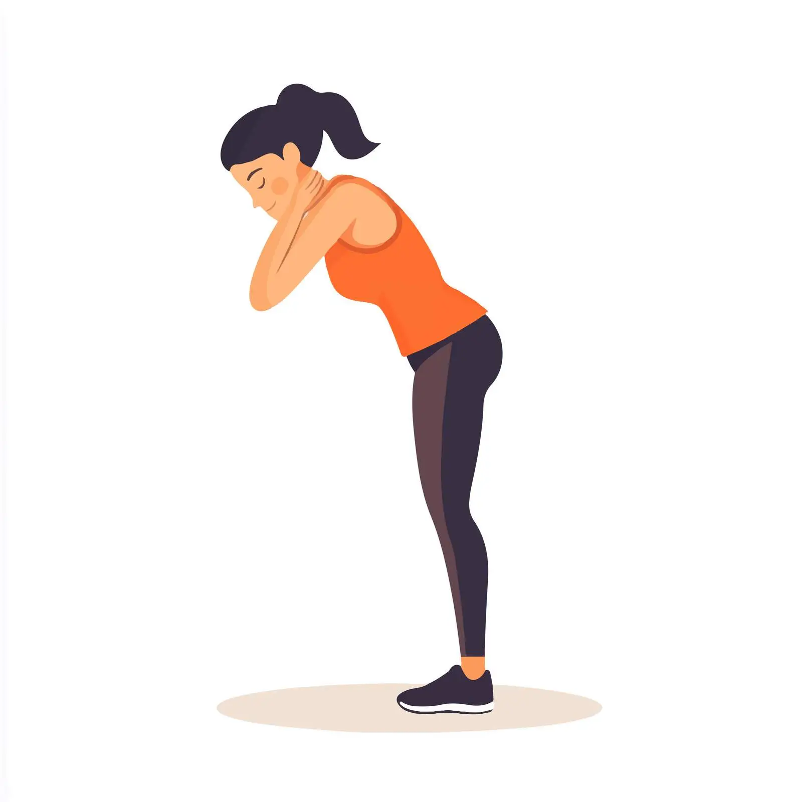 Woman Performing Standing Knee Hugs Exercise Vector — free download from Dotvec