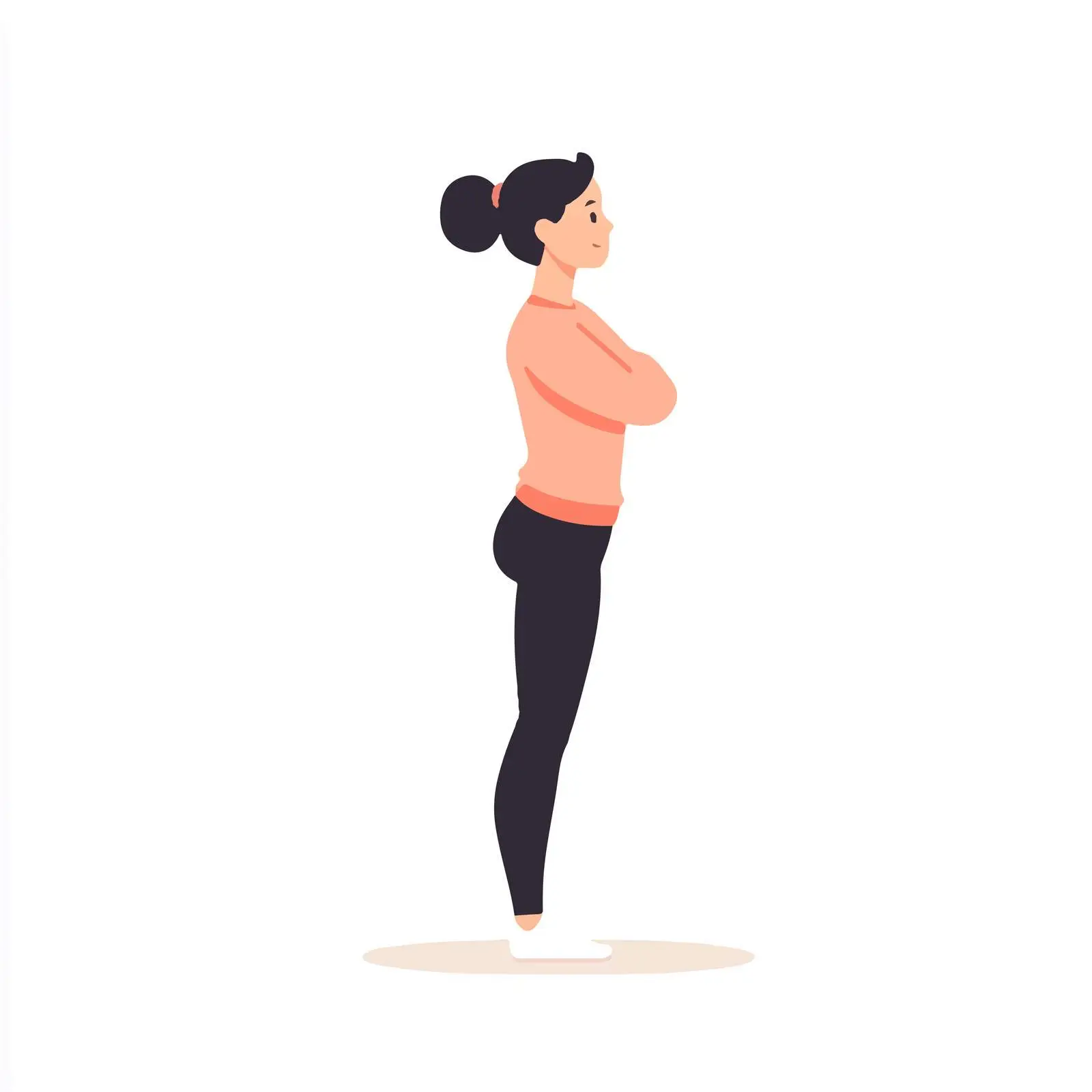 Woman Performing Standing Knee Hugs Exercise Vector — free download from Dotvec