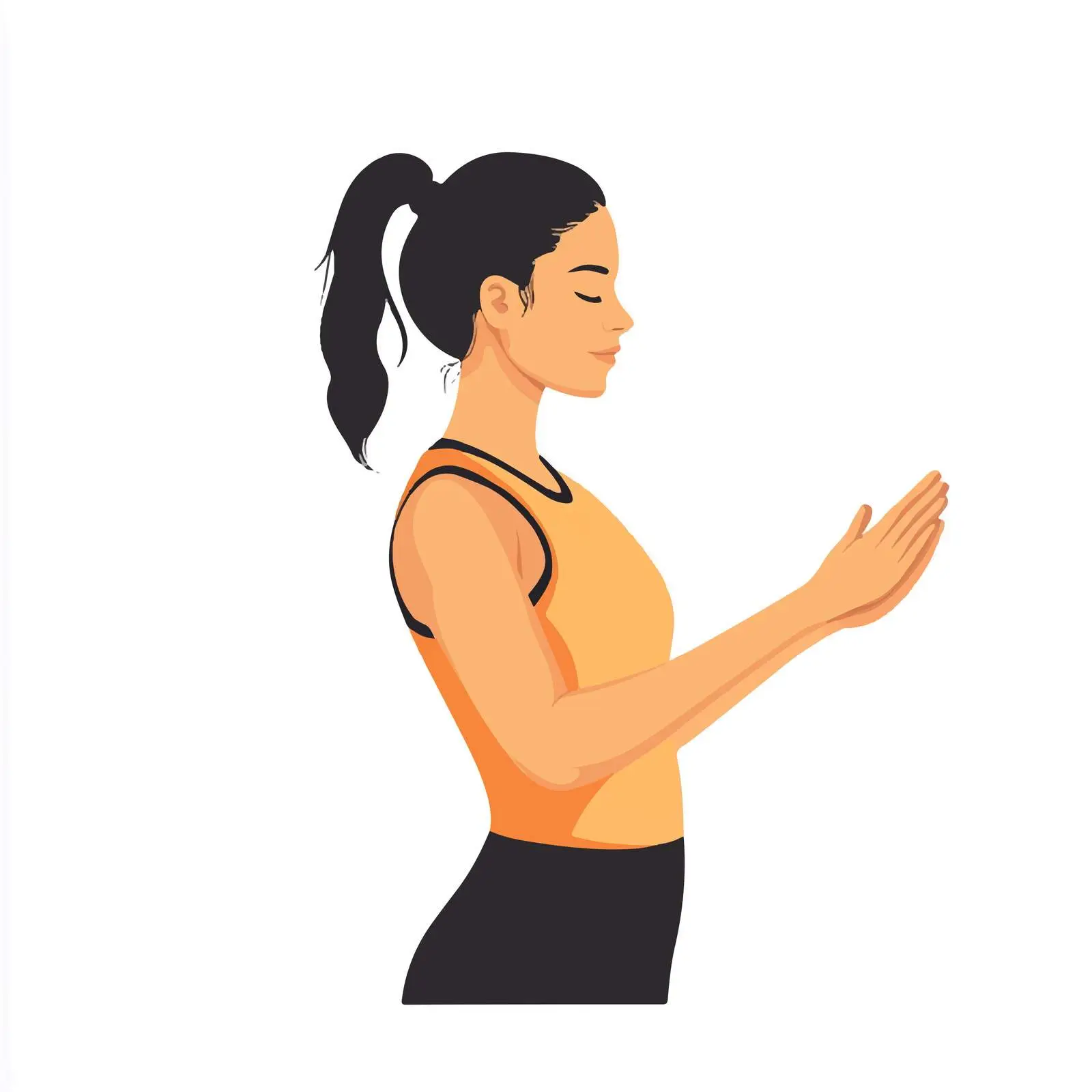 Woman Performing Wrist Stretch Exercise in Standing Pose — free download from Dotvec